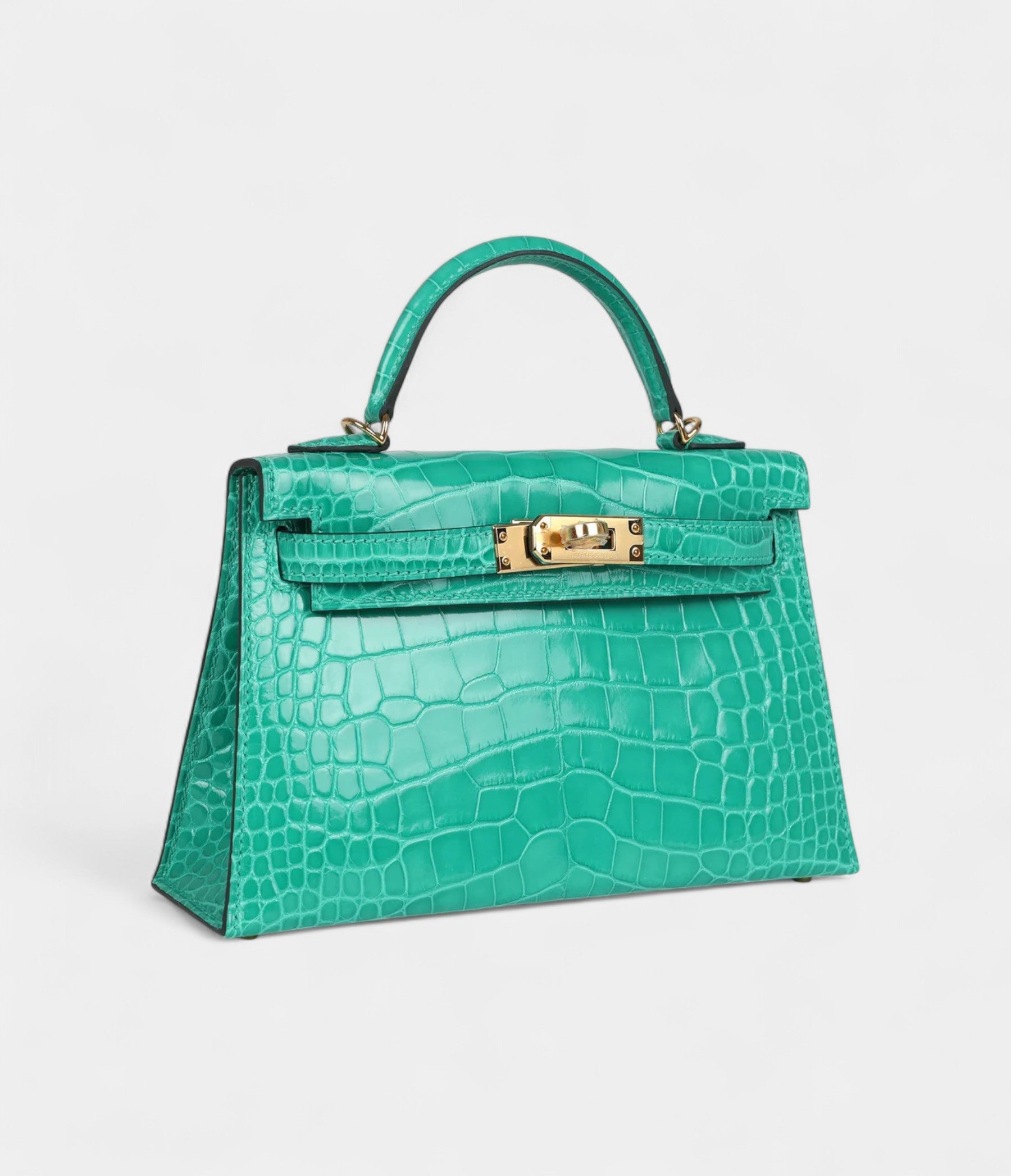 Hermès Kelly Sellier 20 Vert Jade Shiny Alligator Gold Hardware