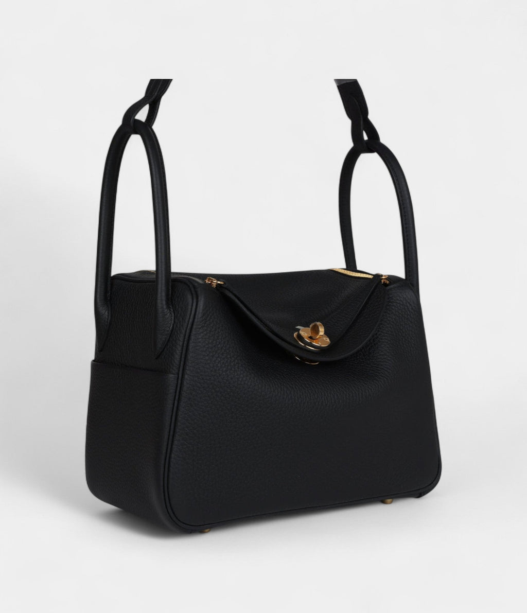 Hermès Lindy 26 Black Clemence Gold Hardware