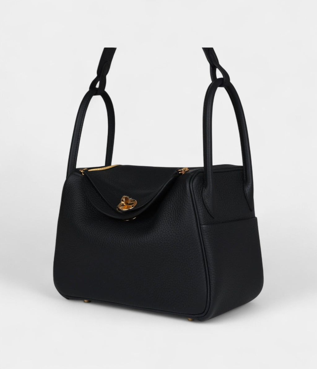 Hermès Lindy 26 Black Clemence Gold Hardware