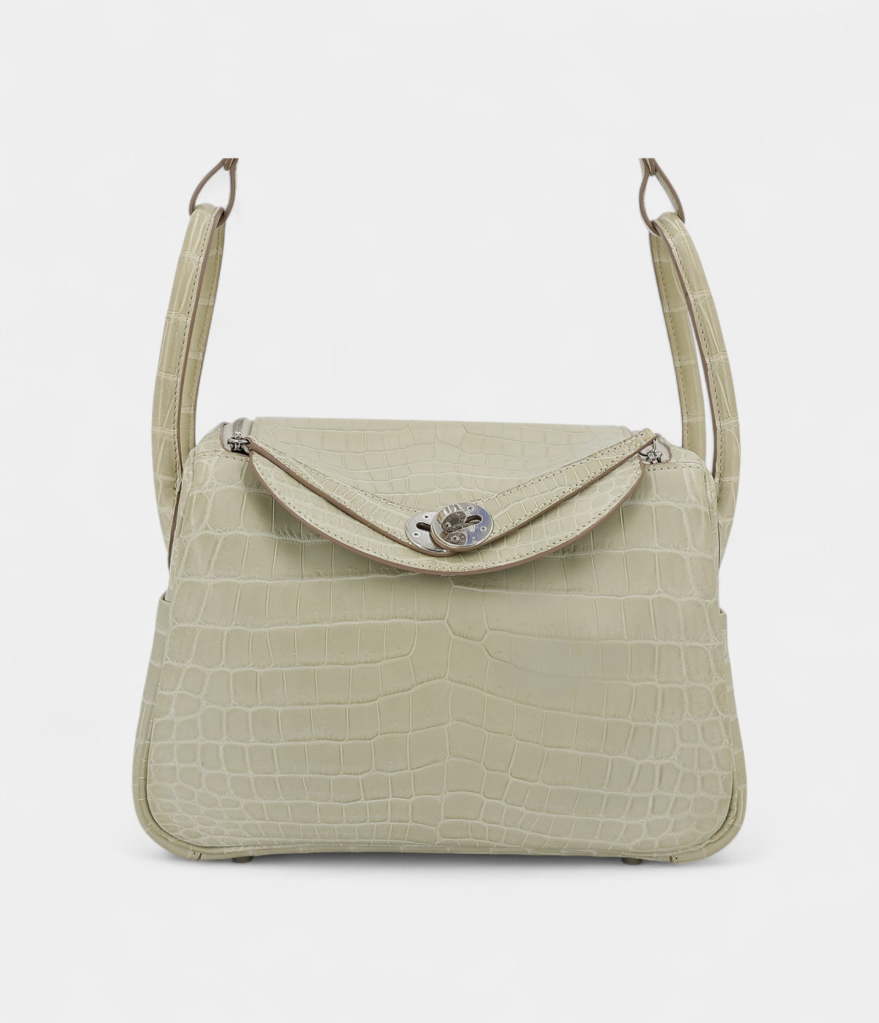 Hermès Lindy 26 Concrete Matte Niloticus Crocodile With Palladium Hardware