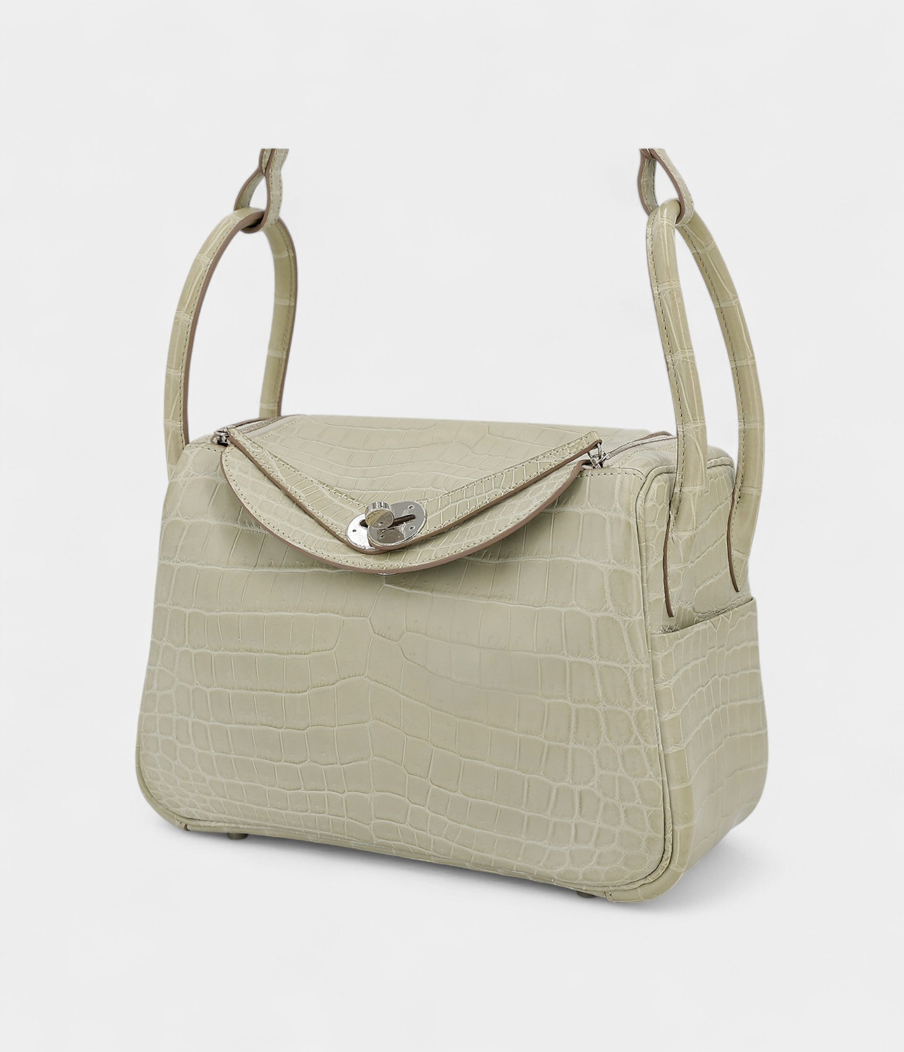 Hermès Lindy 26 Concrete Matte Niloticus Crocodile With Palladium Hardware