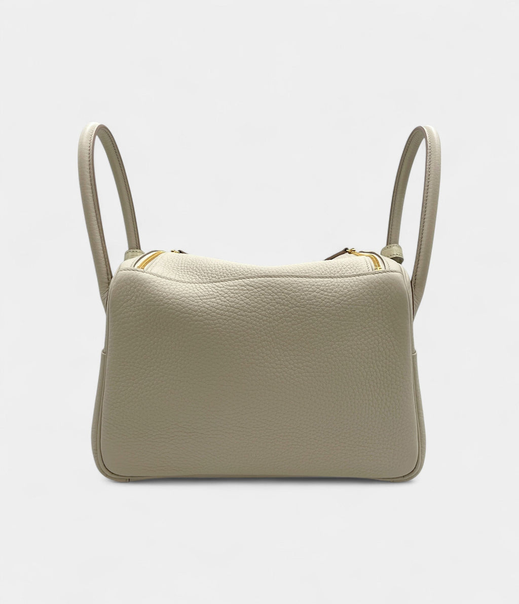 Hermès Lindy 26 In Touch in Concrete Clemence and Matte Porosus Crocodile with Gold Hardware