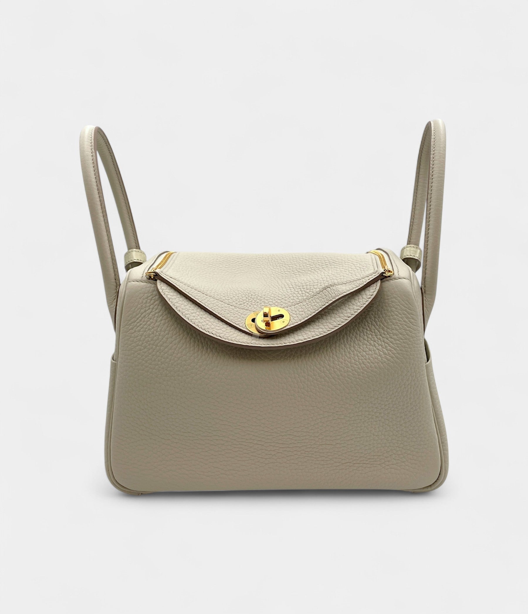 Hermès Lindy 26 In Touch in Concrete Clemence and Matte Porosus Crocodile with Gold Hardware