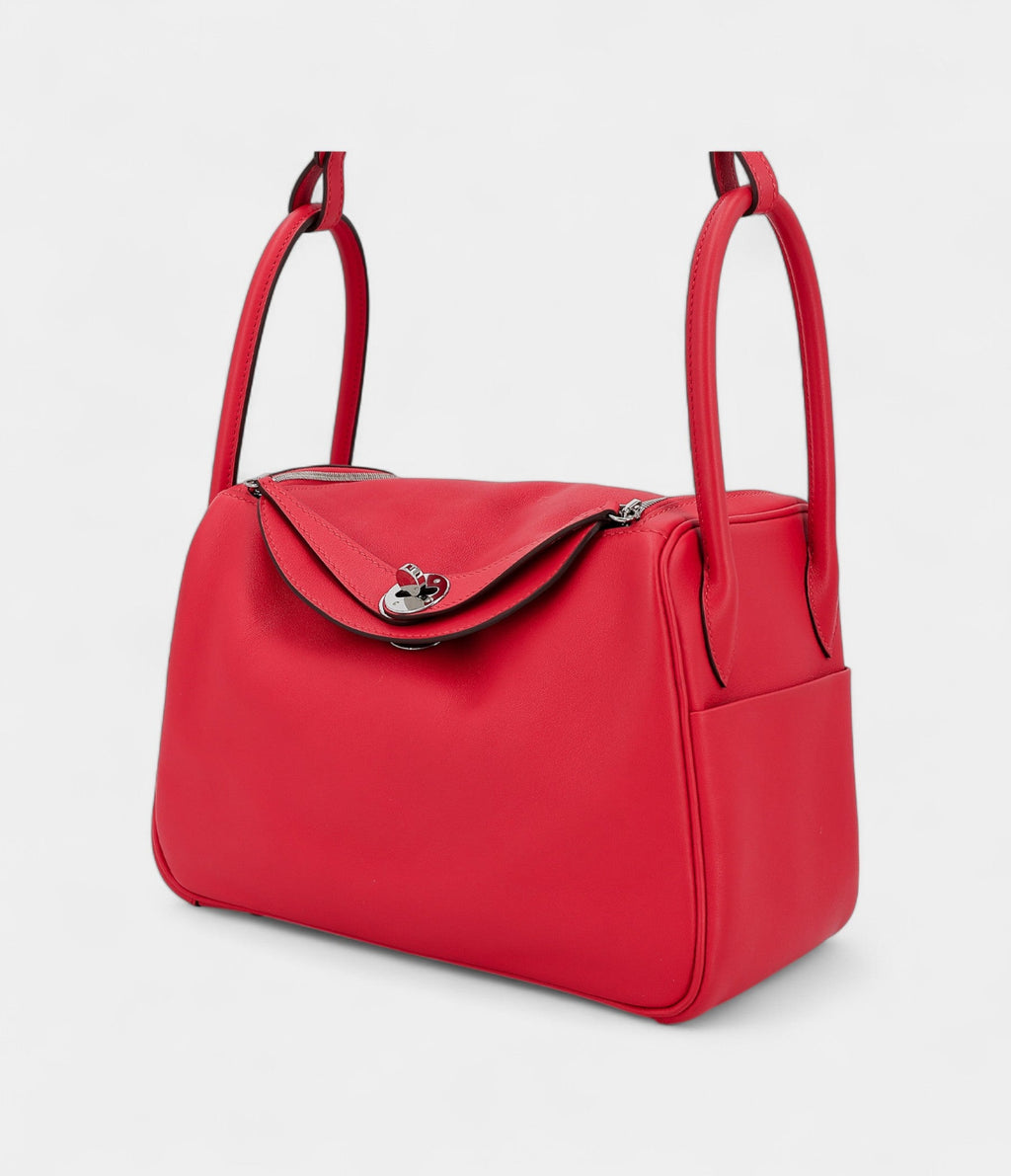 Hermès Lindy 26 Red Heart and Red Chili Swift Leather With Palladium Hardware
