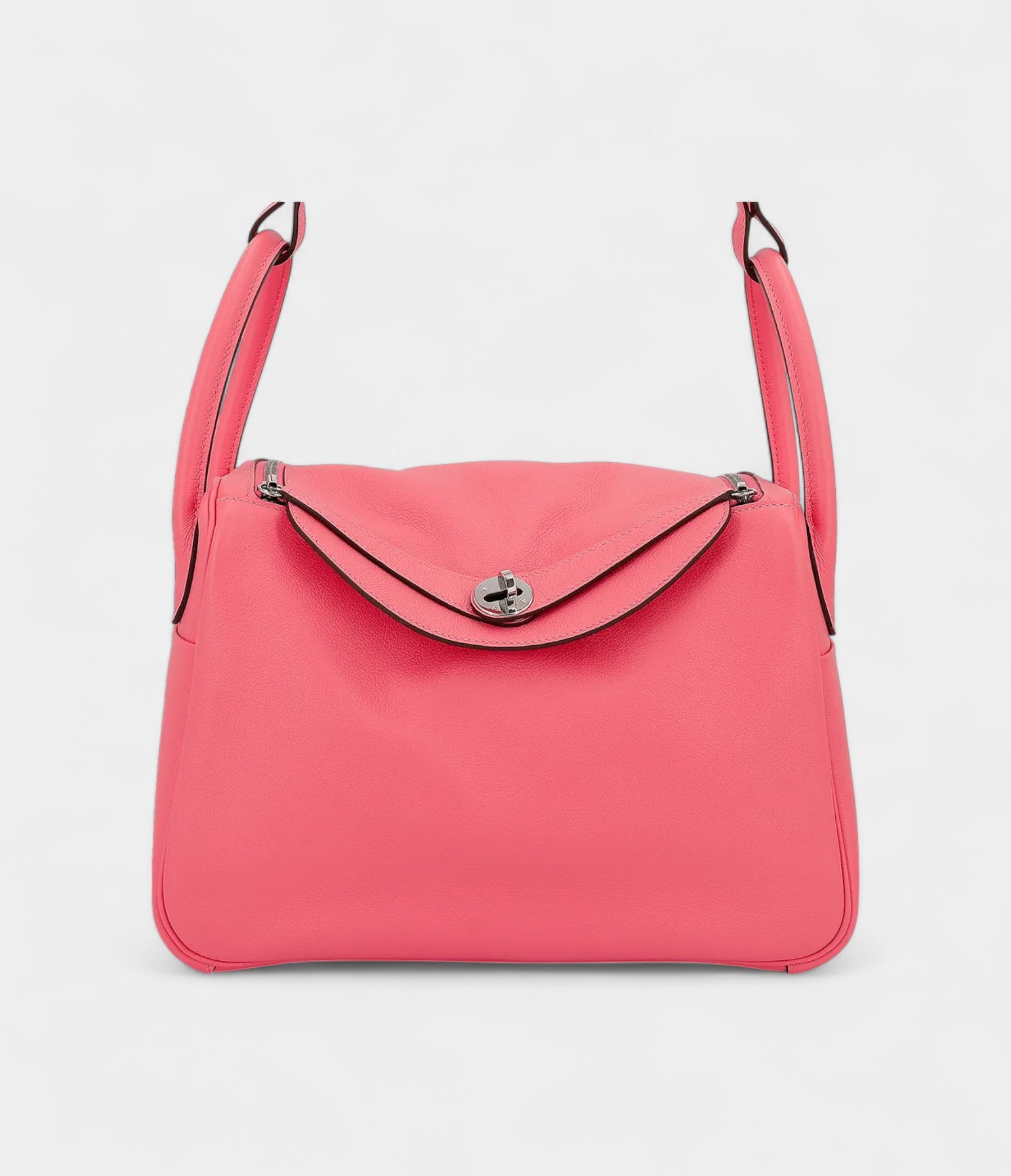 Hermes Lindy 30 shoulder bag in Rose Azalee Evercolor leather with Palladium hardware