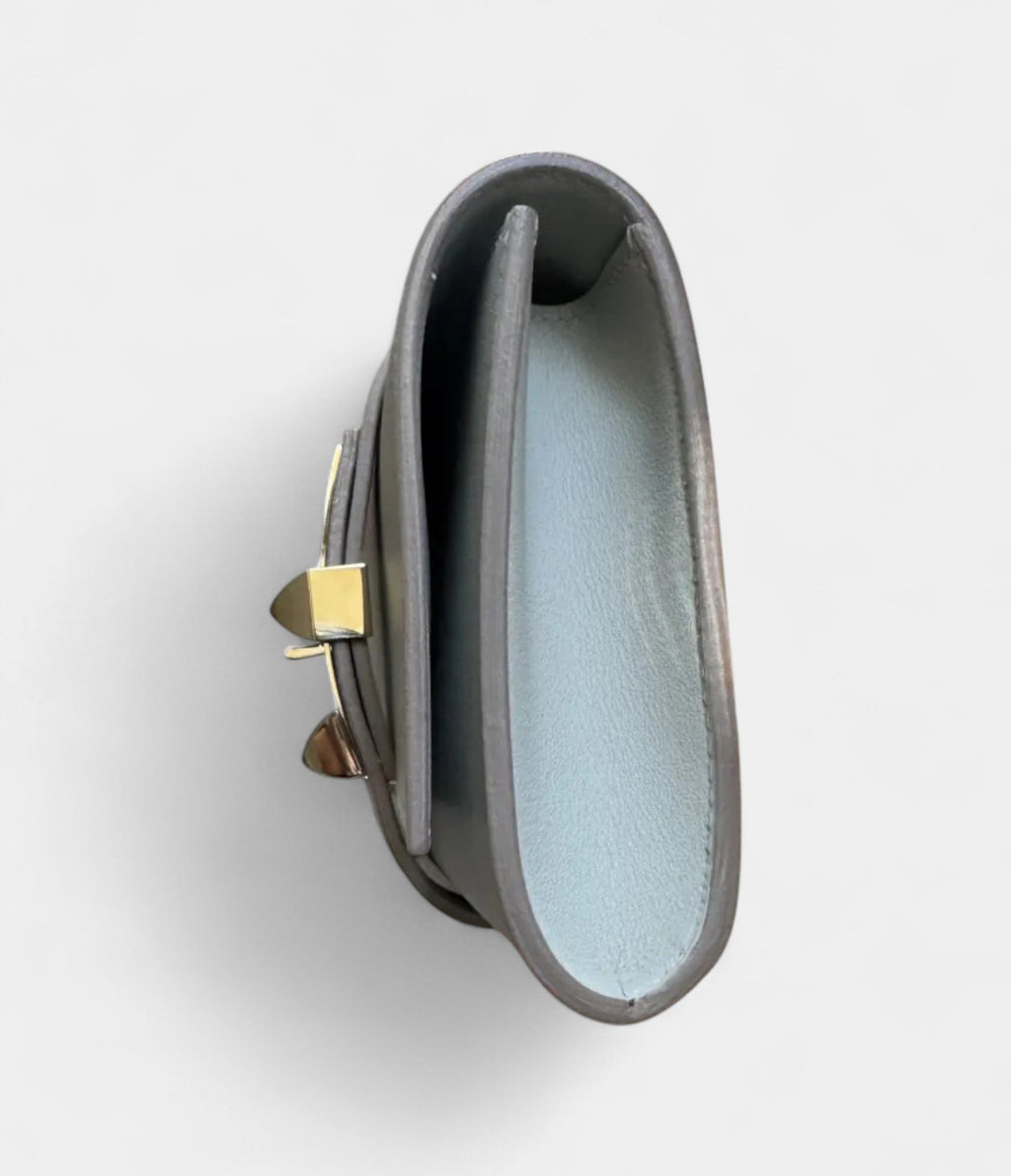 Hermès Médor Grey Leather Clutch Bag