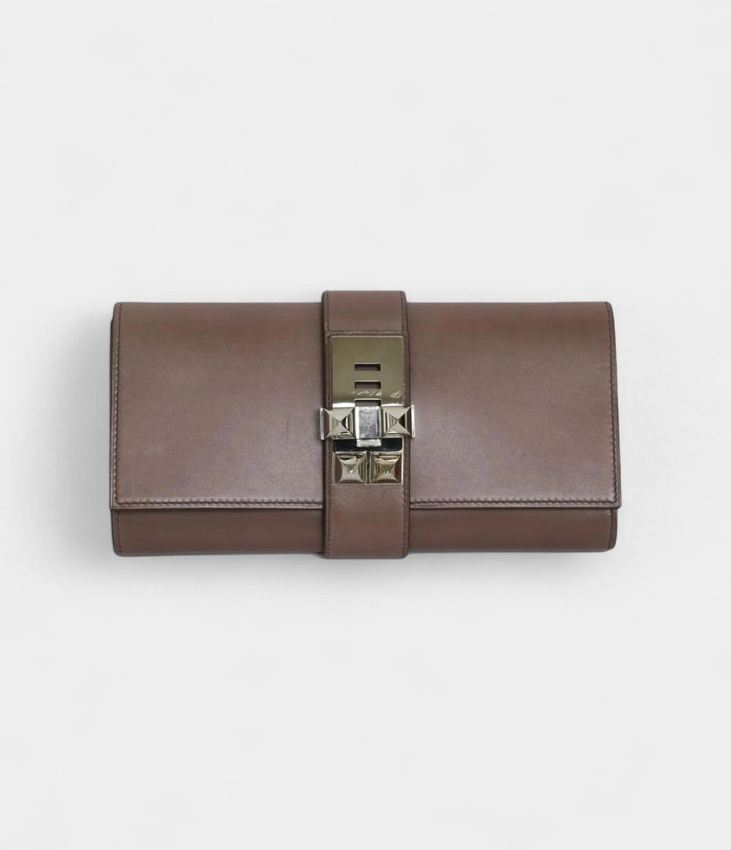 Hermès Médor Leather Purple Clutch Bag