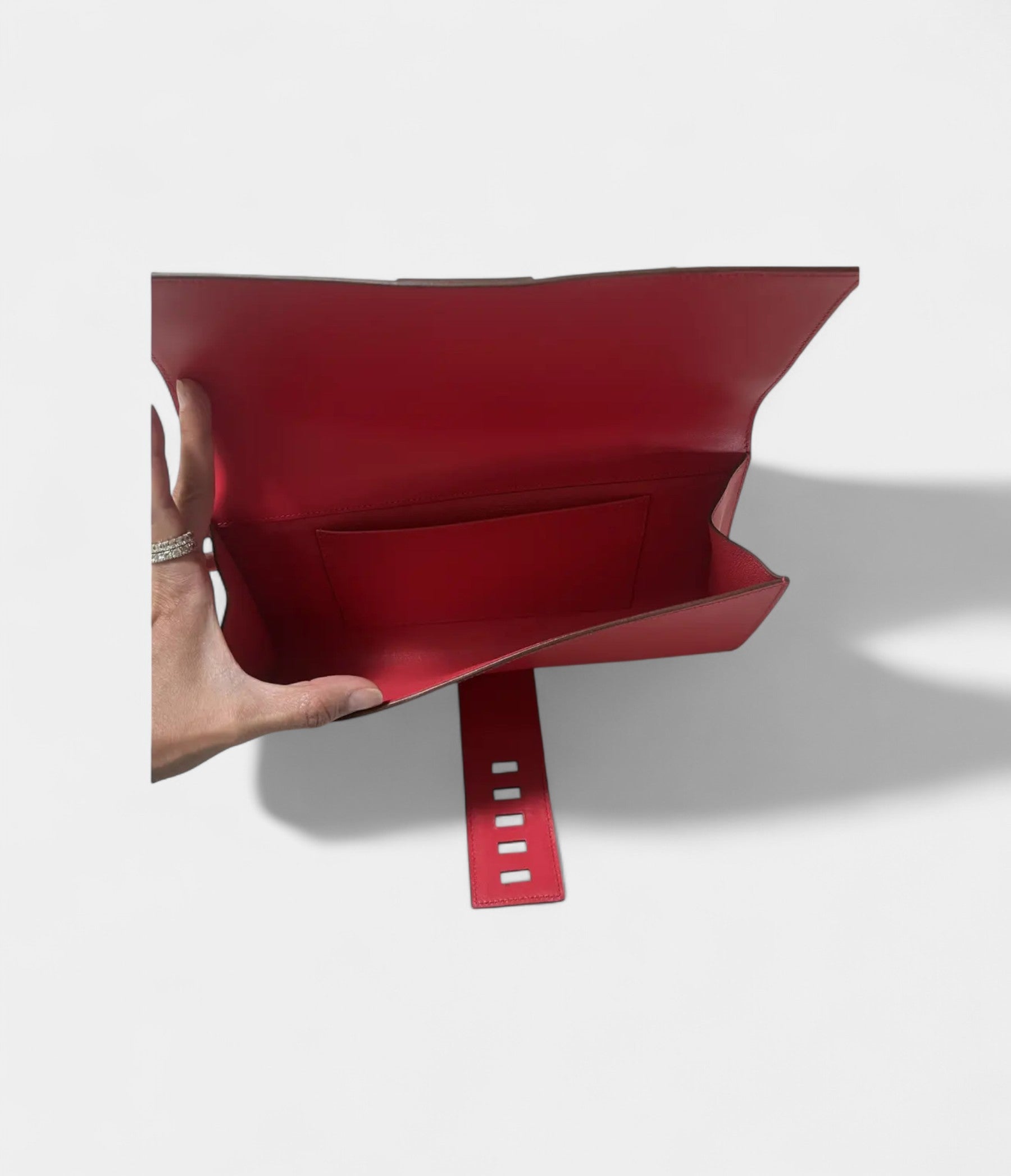 Hermès Médor Red Leather Clutch Bag