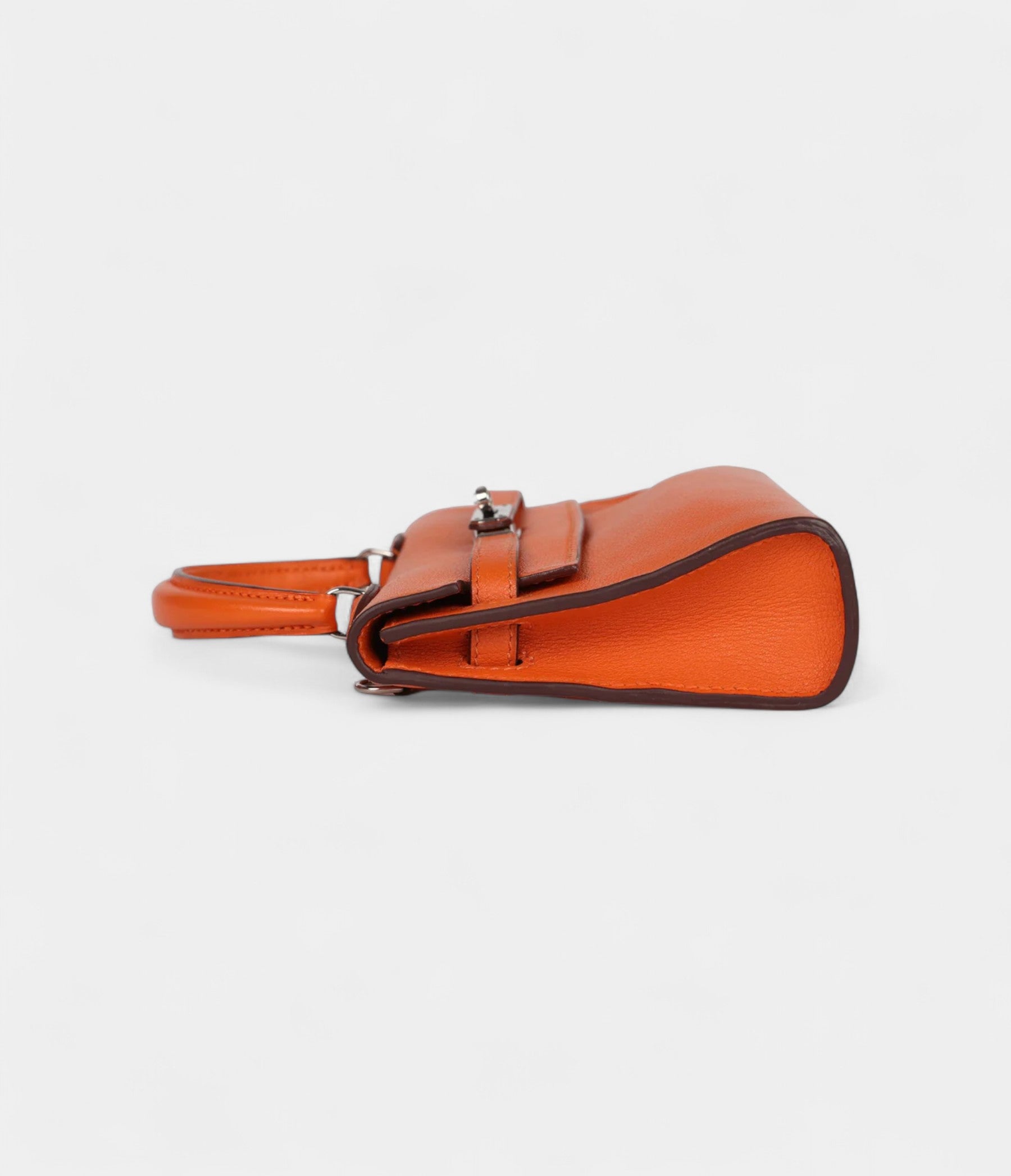 Hermès Micro Kelly 15 Orange Swift Palladium Hardware