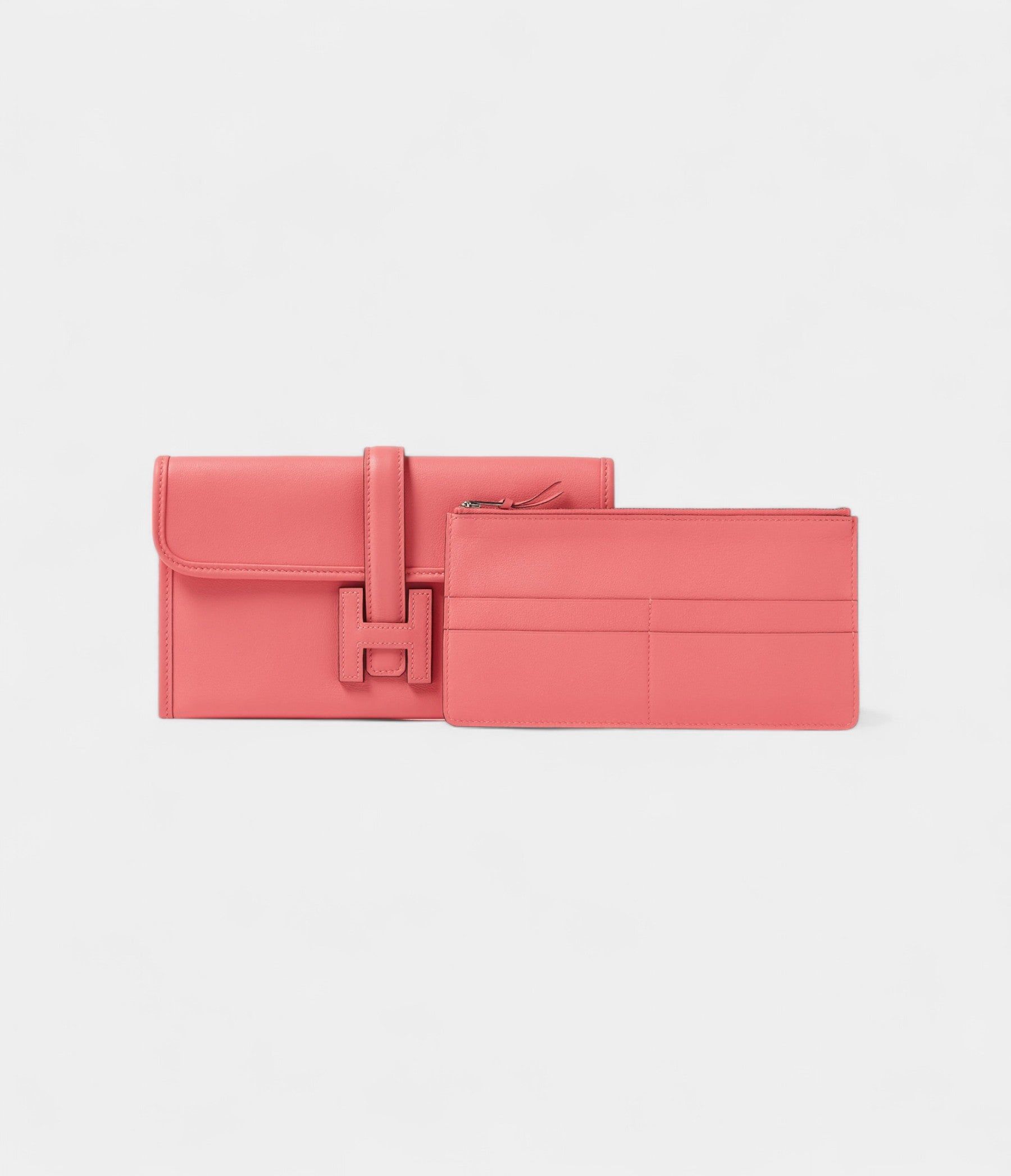 Hermès Mini Jige Clutch Rose Azalee in Evercolor Leather
