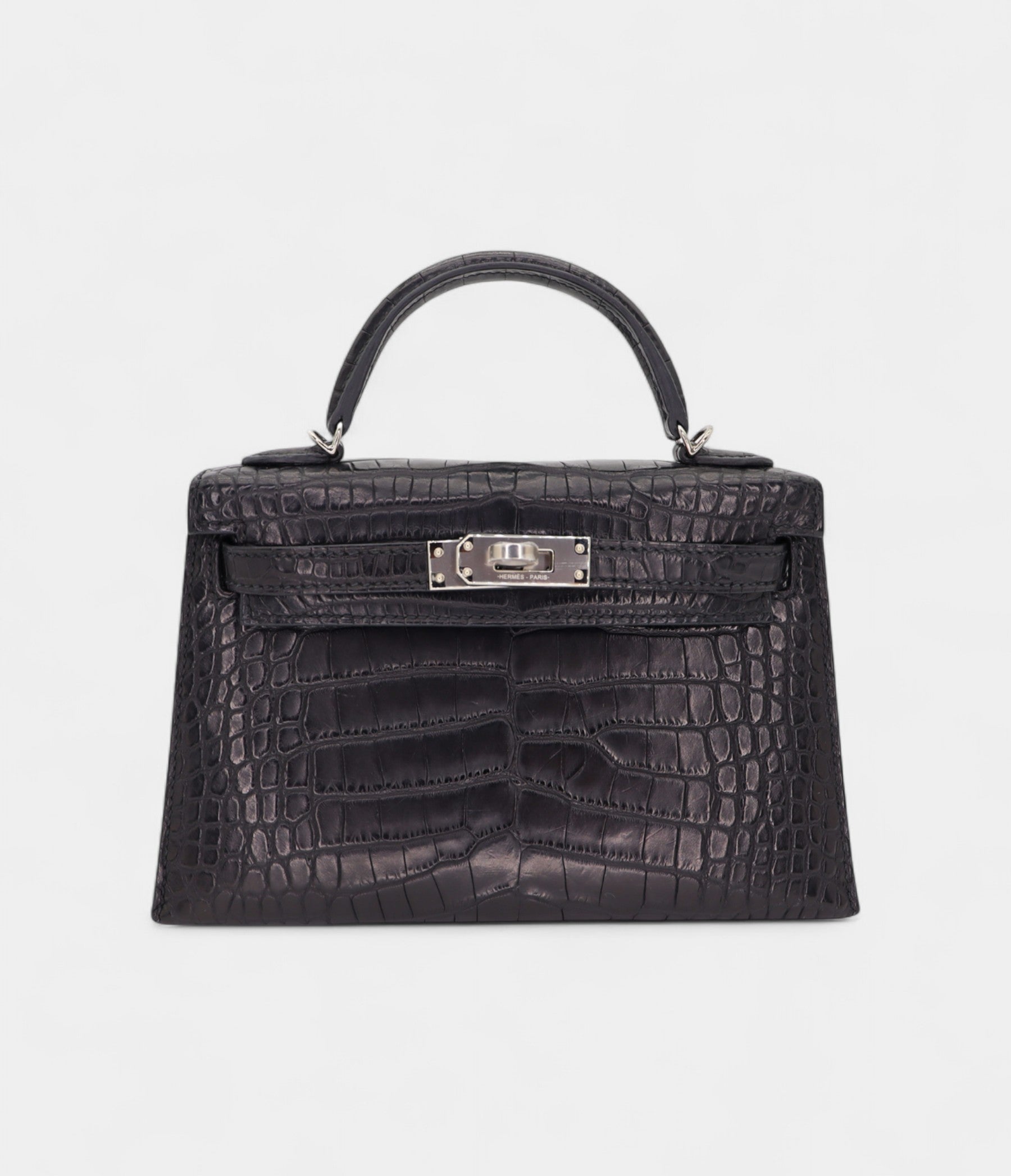 Hermès Mini Kelly II Black Matte Alligator Palladium Hardware