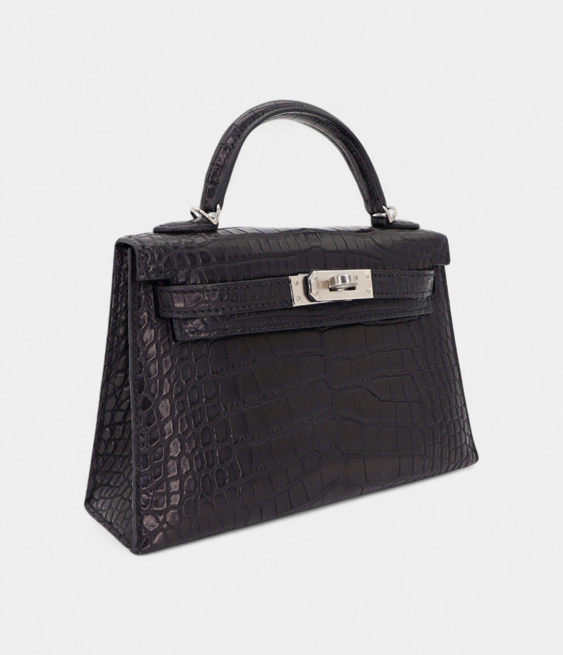 Hermès Mini Kelly II Black Matte Alligator Palladium Hardware