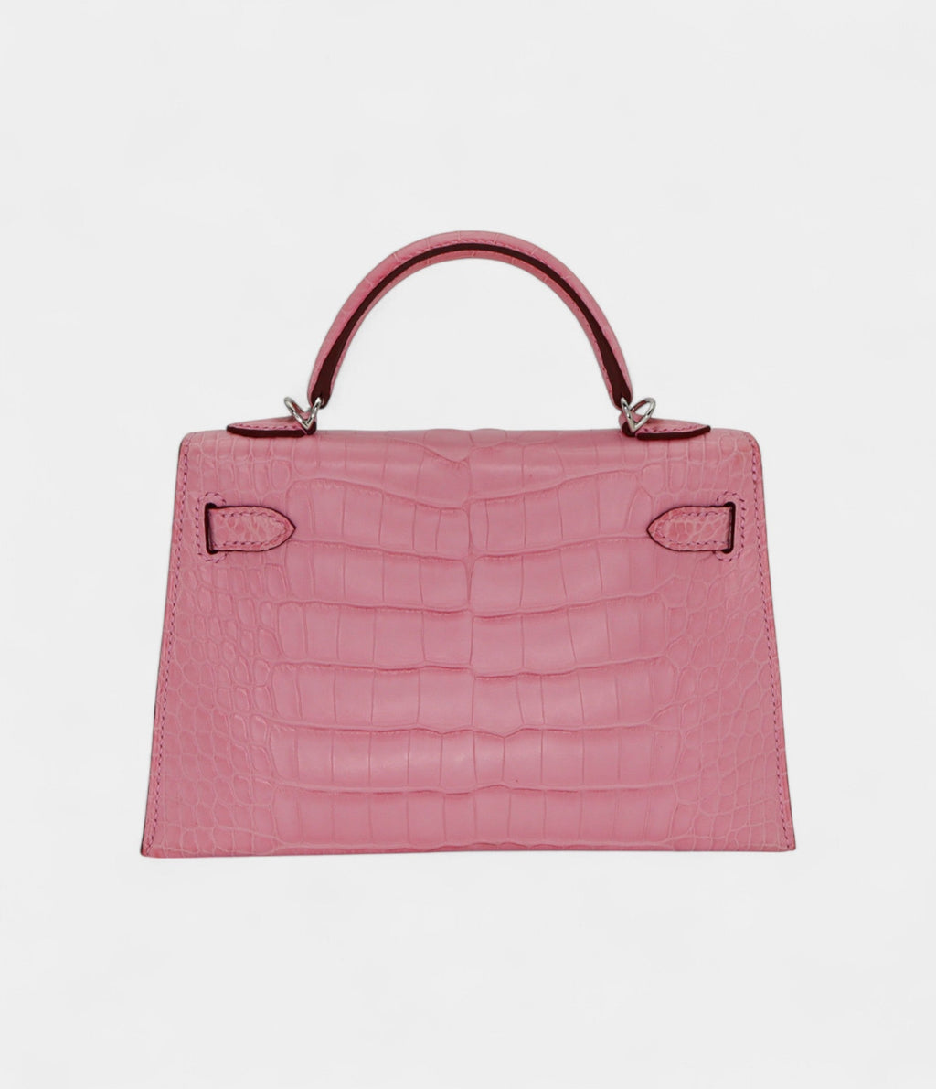 Hermès Mini Kelly II Bubblegum Matte Alligator Palladium Hardware