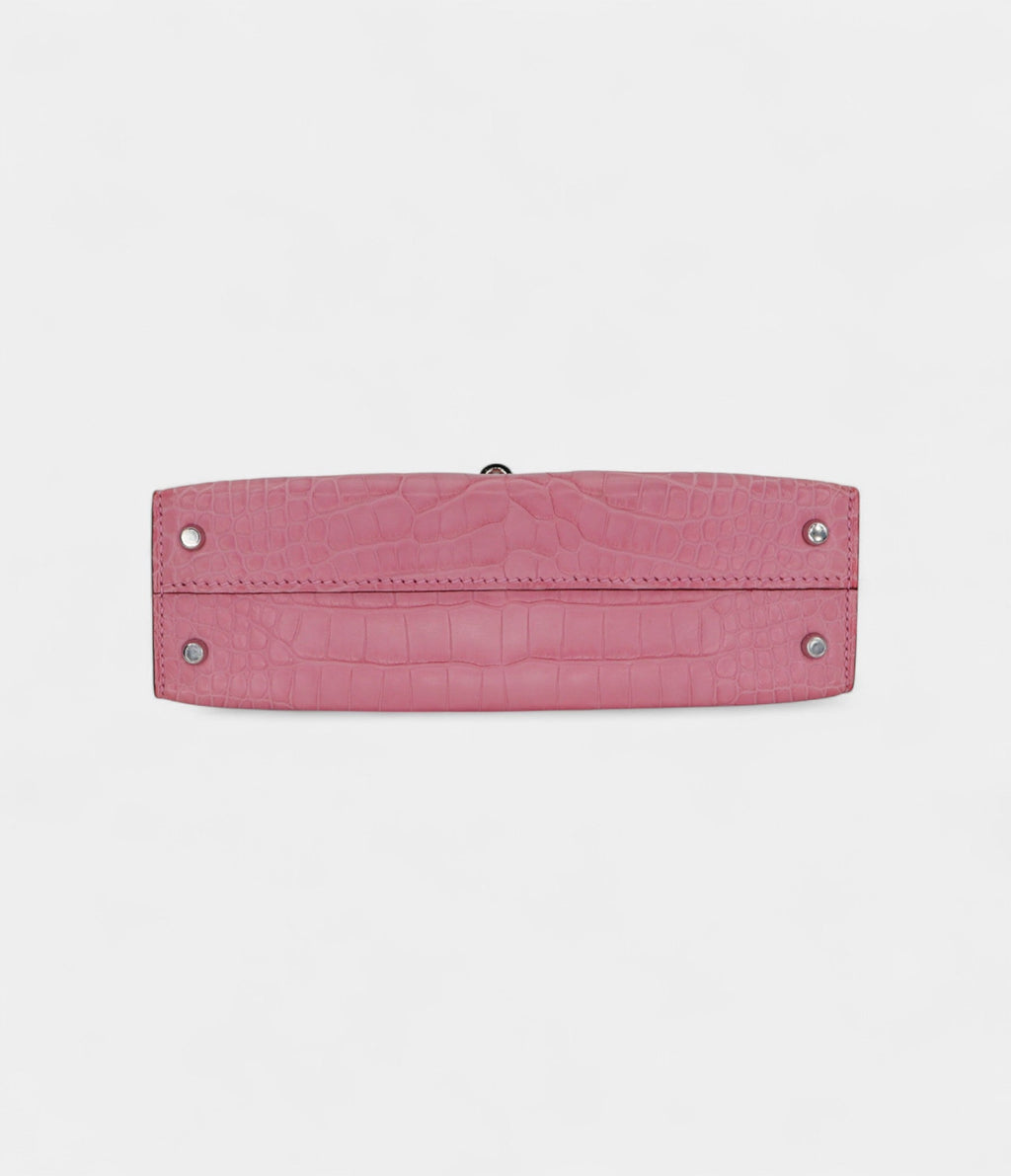 Hermès Mini Kelly II Bubblegum Matte Alligator Palladium Hardware