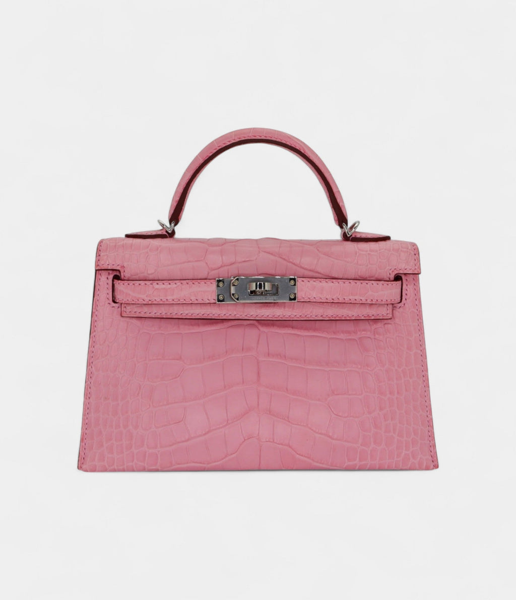 Hermès Mini Kelly II Bubblegum Matte Alligator Palladium Hardware