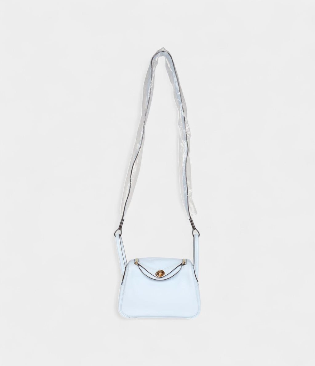 Hermès Mini Lindy Bleu Brume Swift Gold Hardware