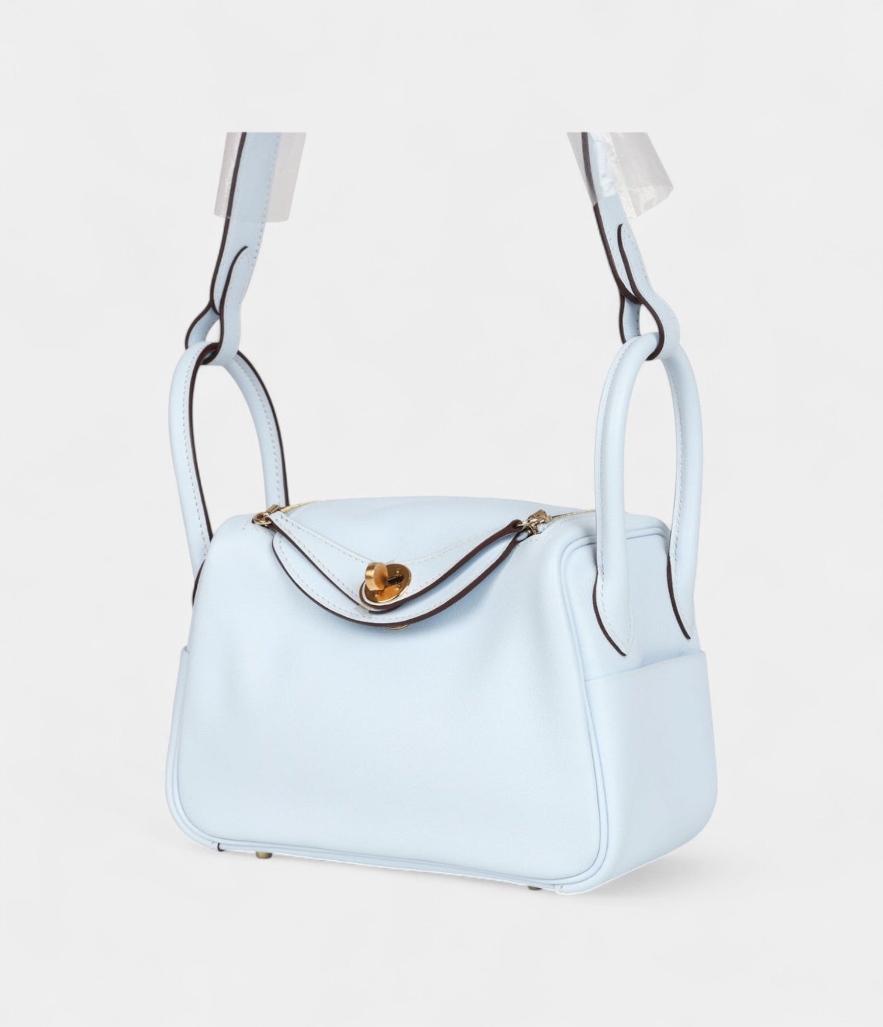 Hermès Mini Lindy Bleu Brume Swift Gold Hardware