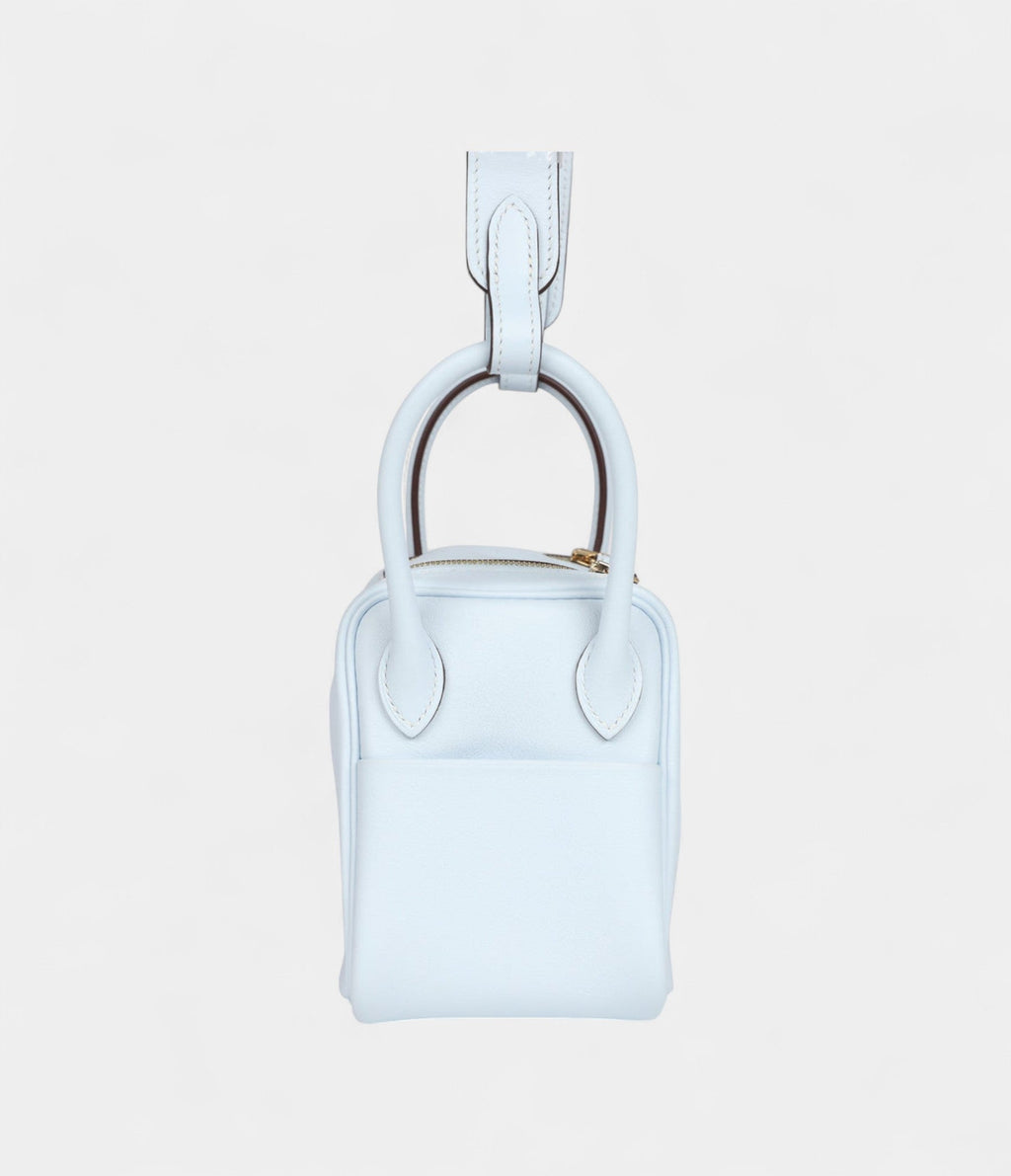 Hermès Mini Lindy Bleu Brume Swift Gold Hardware