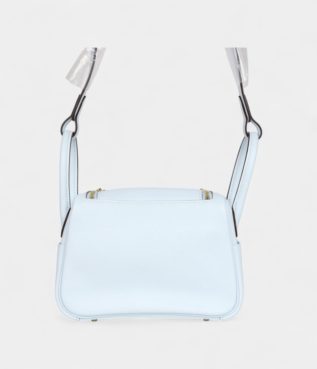 Hermès Mini Lindy Bleu Brume Swift Gold Hardware