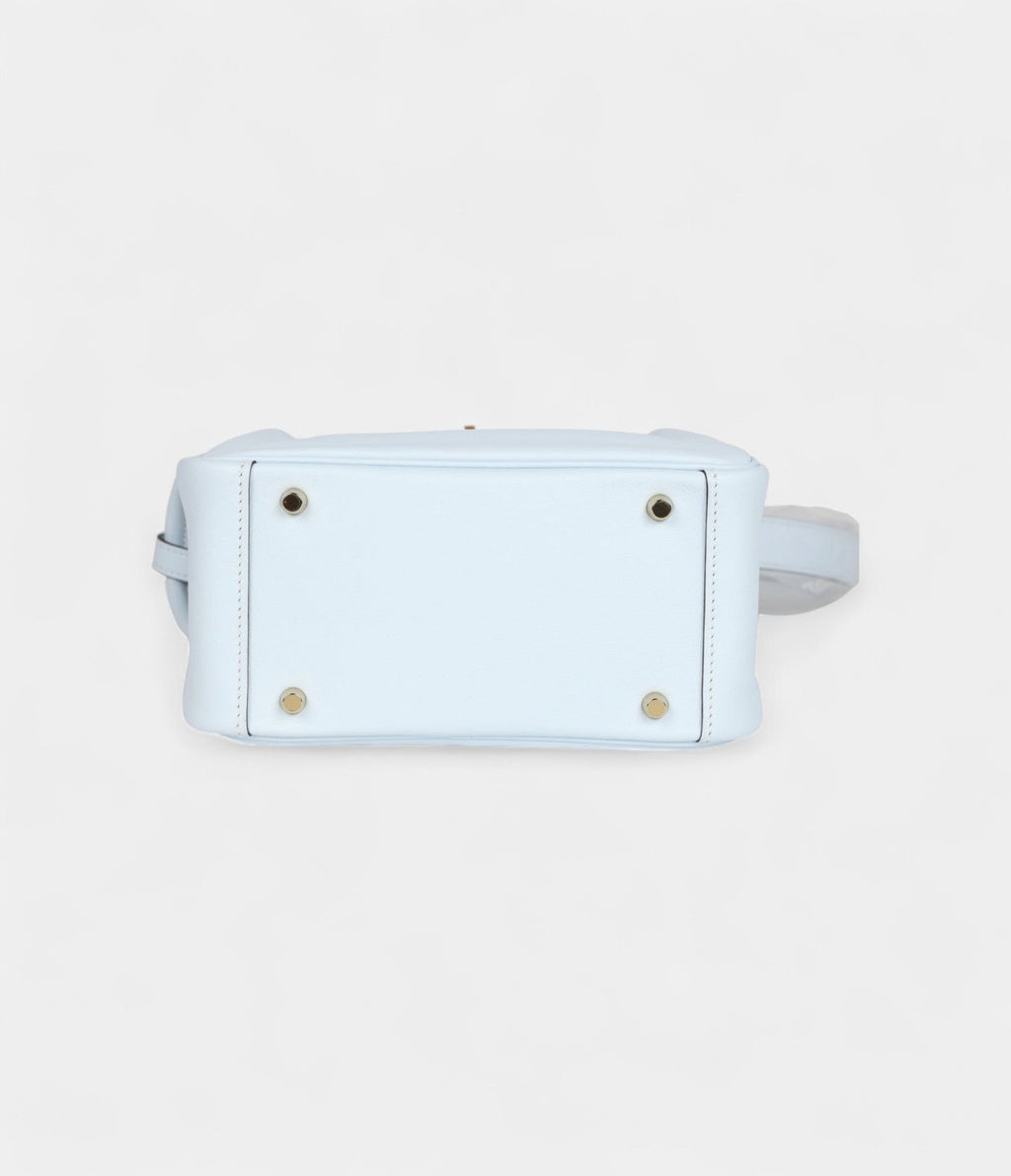 Hermès Mini Lindy Bleu Brume Swift Gold Hardware