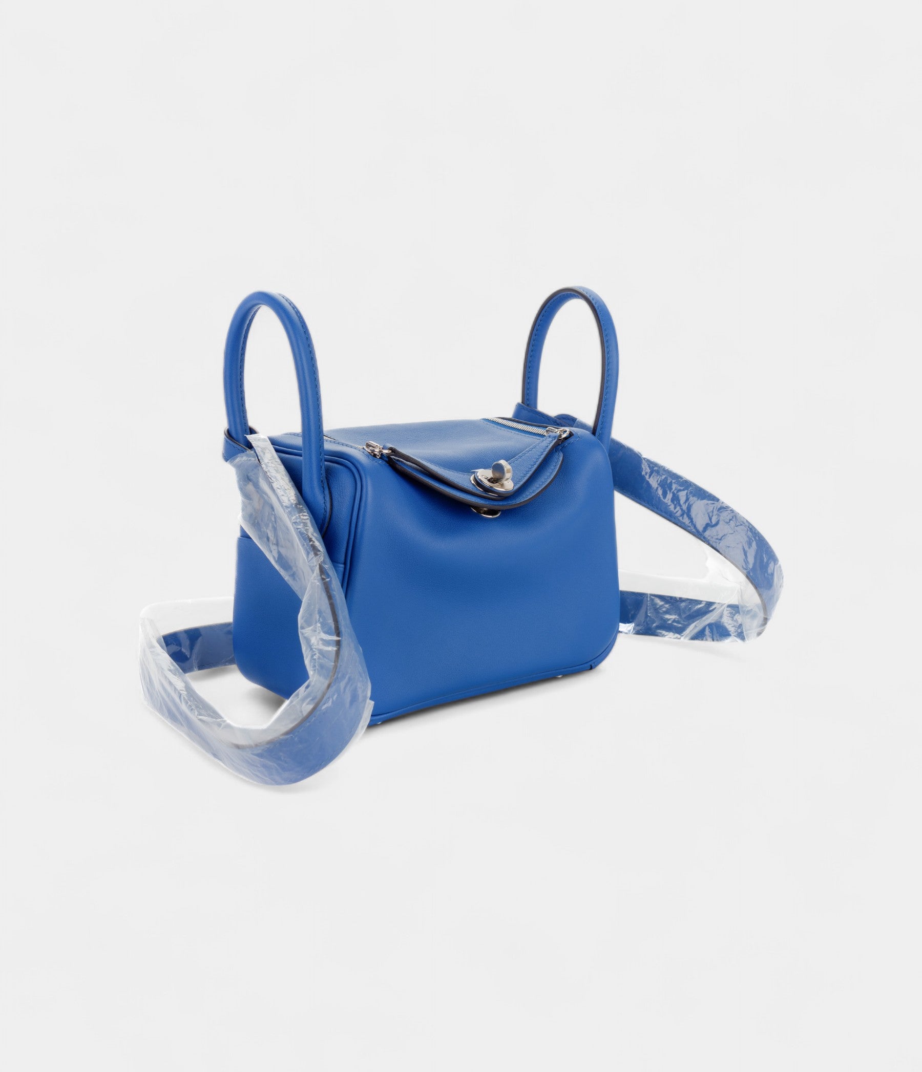 Hermès Mini Lindy Bleu France Swift Palladium Hardware