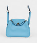 Hermès Mini Lindy Celeste Swift Gold Hardware