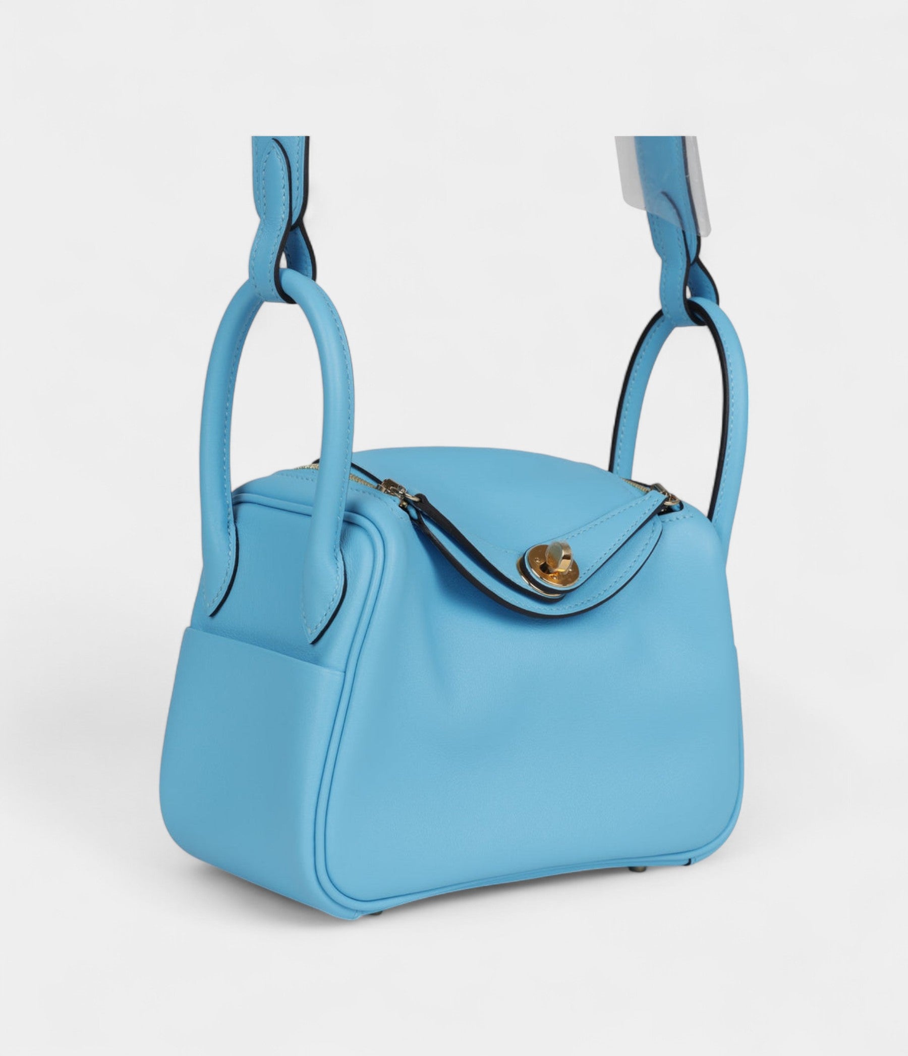 Hermès Mini Lindy Celeste Swift Gold Hardware