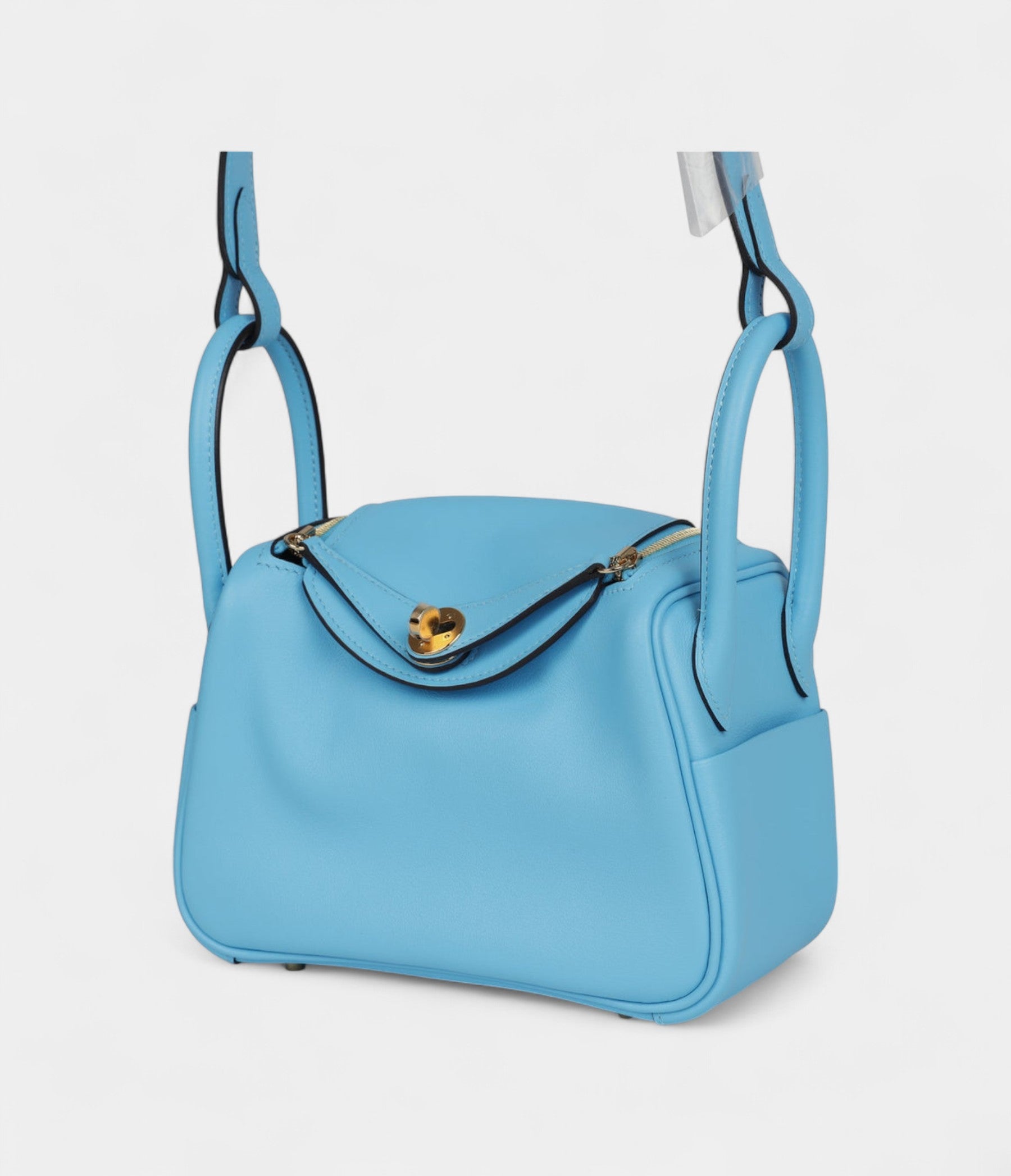 Hermès Mini Lindy Celeste Swift Gold Hardware