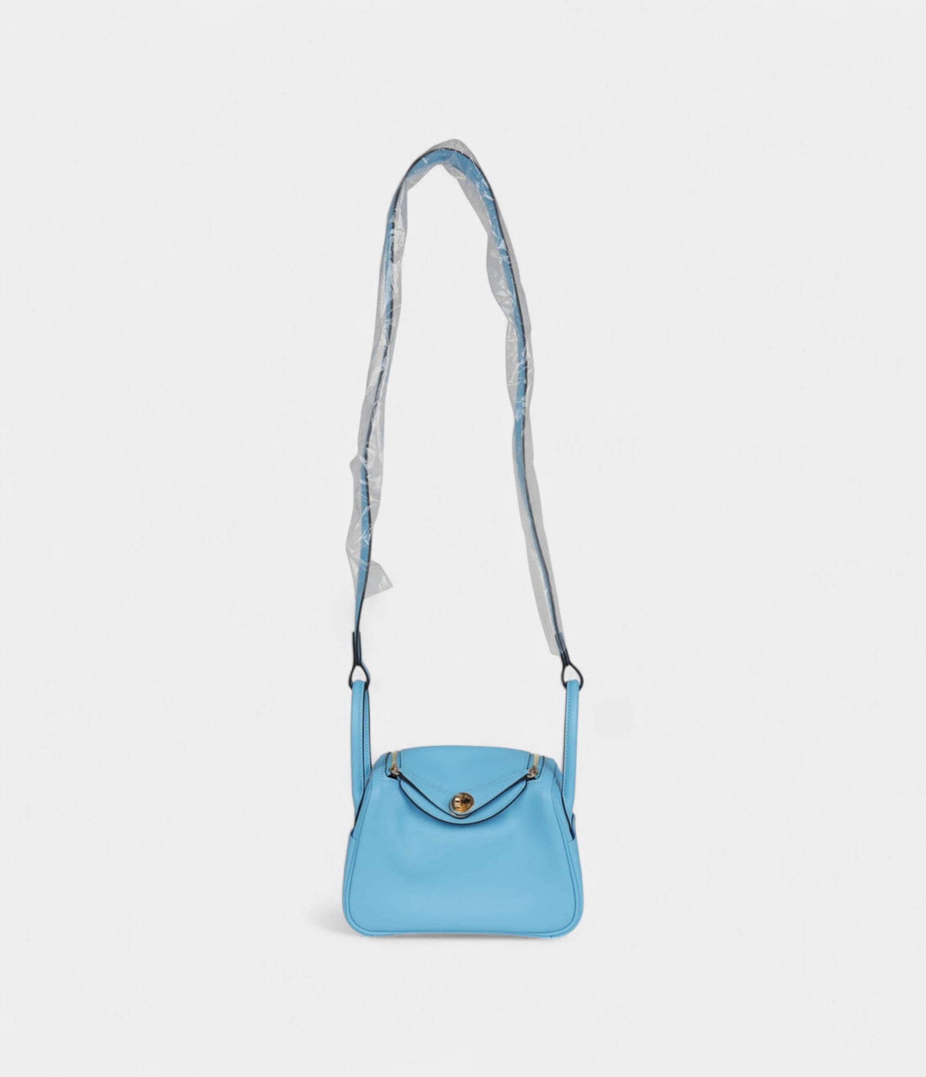 Hermès Mini Lindy Celeste Swift Gold Hardware