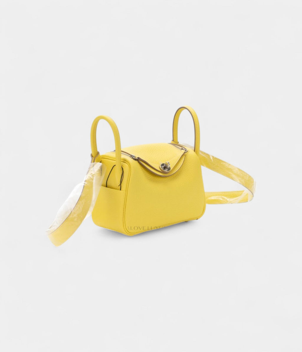 Hermès Mini Lindy Clemence Lime Palladium Hardware