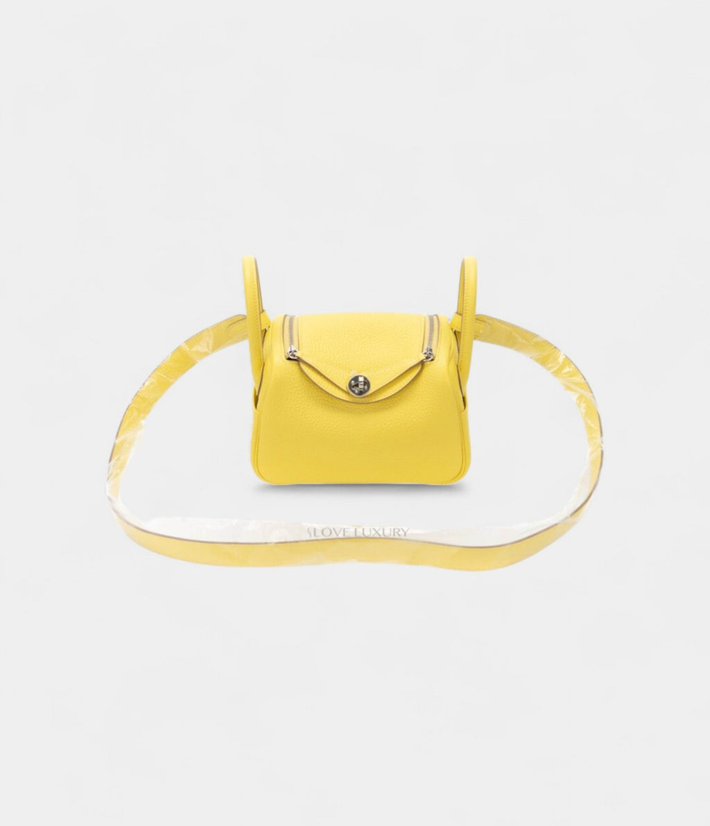 Hermès Mini Lindy Clemence Lime Palladium Hardware