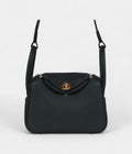 Hermès Mini Lindy Dark Green Clemence Gold Hardware