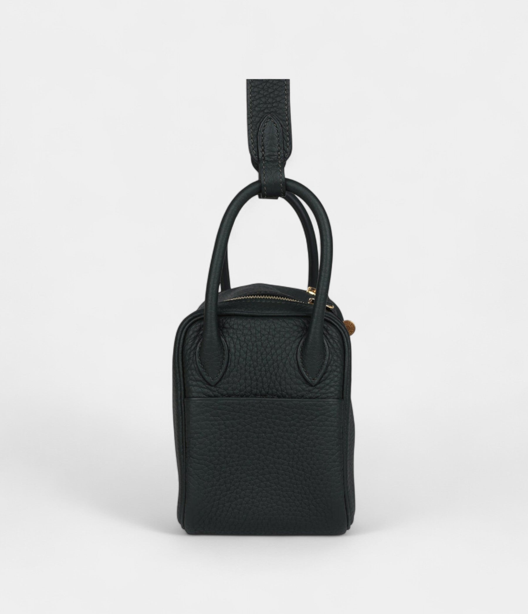 Hermès Mini Lindy Dark Green Clemence Gold Hardware