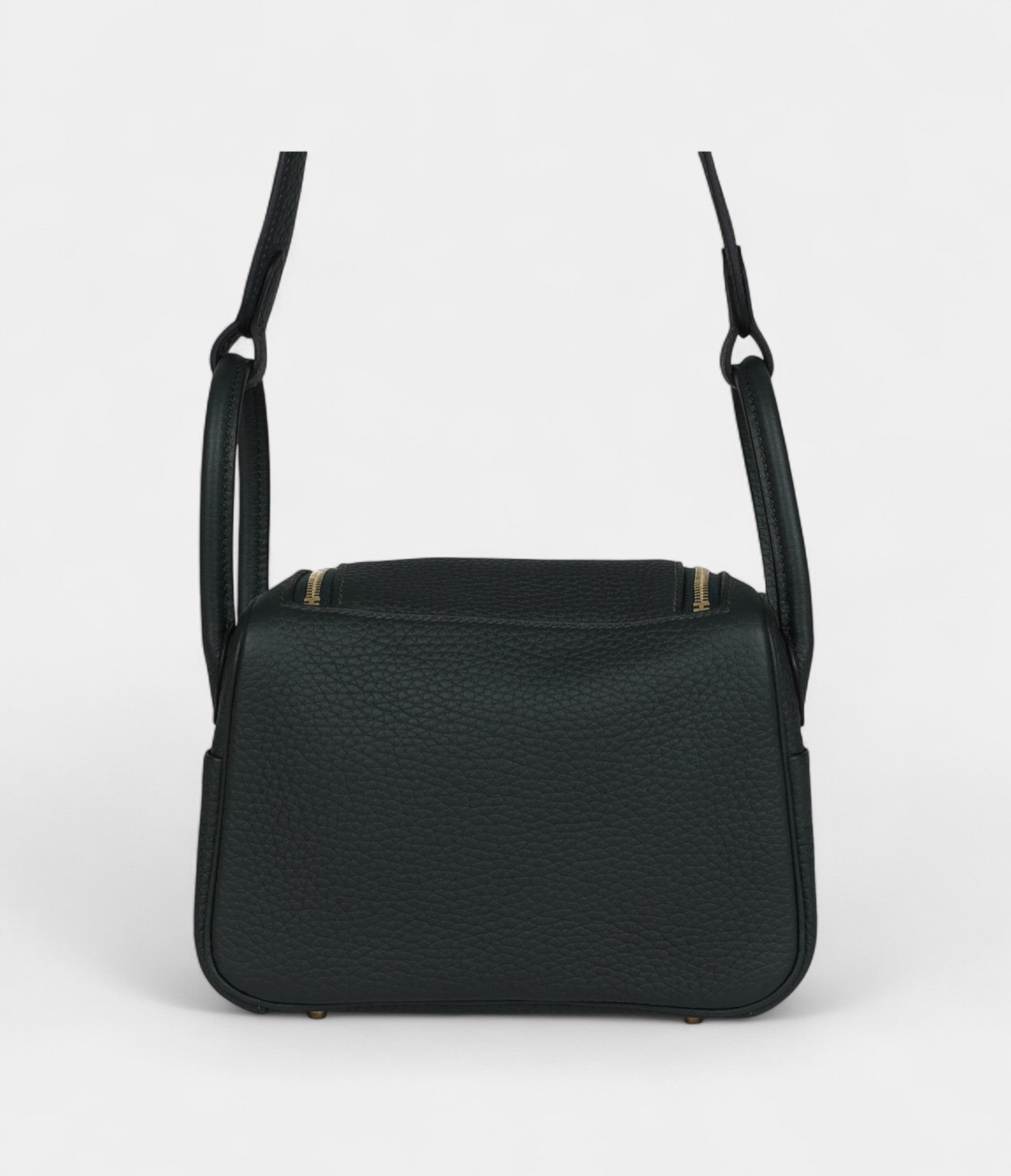 Hermès Mini Lindy Dark Green Clemence Gold Hardware