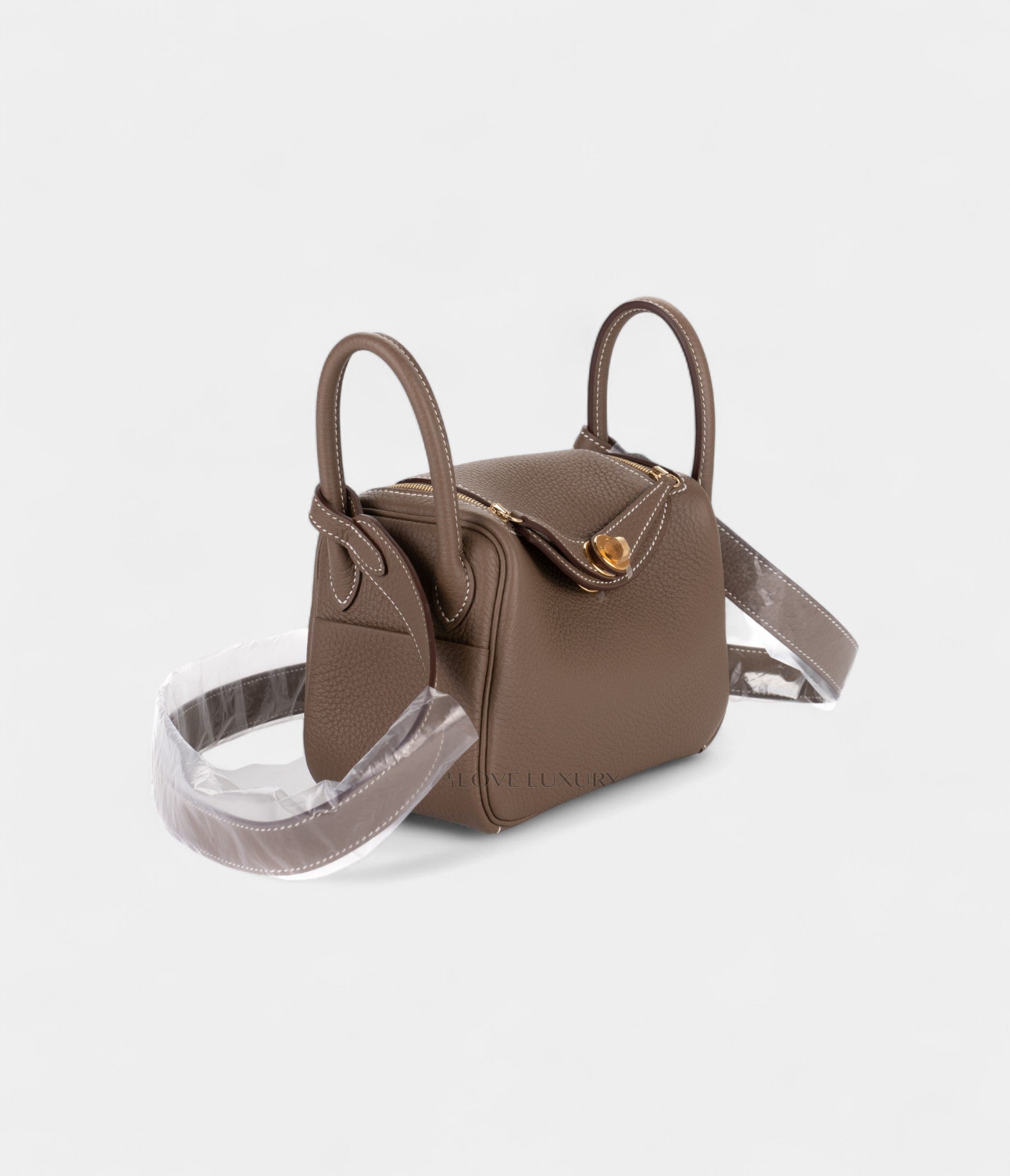 Hermès Mini Lindy Etoupe Clemence Gold Hardware
