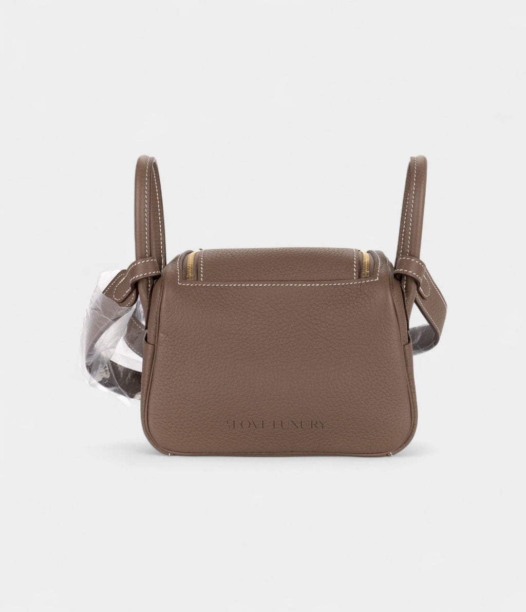 Hermès Mini Lindy Etoupe Clemence Gold Hardware