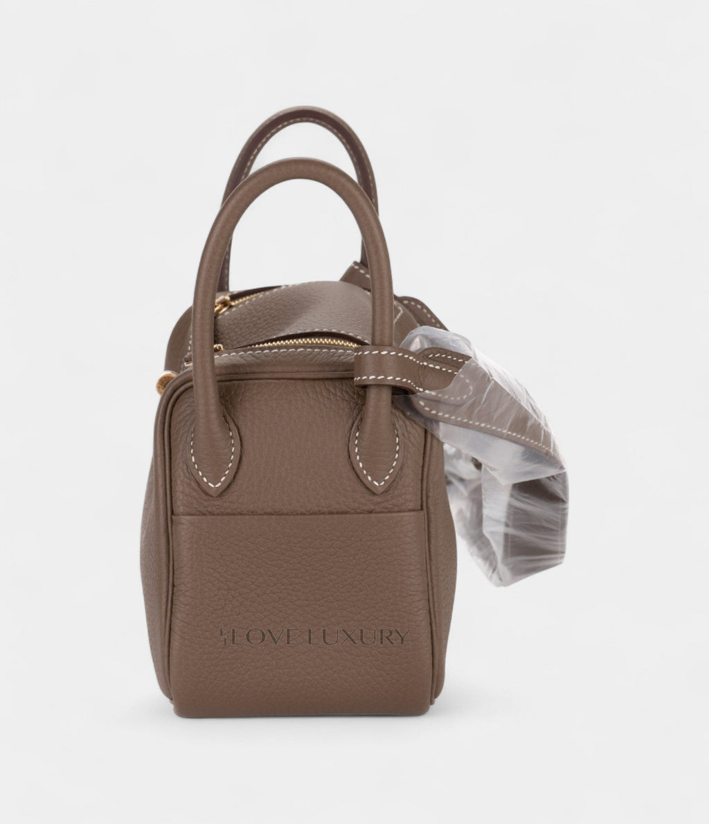 Hermès Mini Lindy Etoupe Clemence Gold Hardware