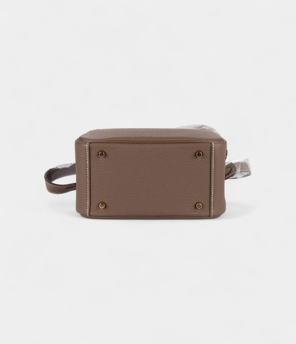 Hermès Mini Lindy Etoupe Clemence Gold Hardware