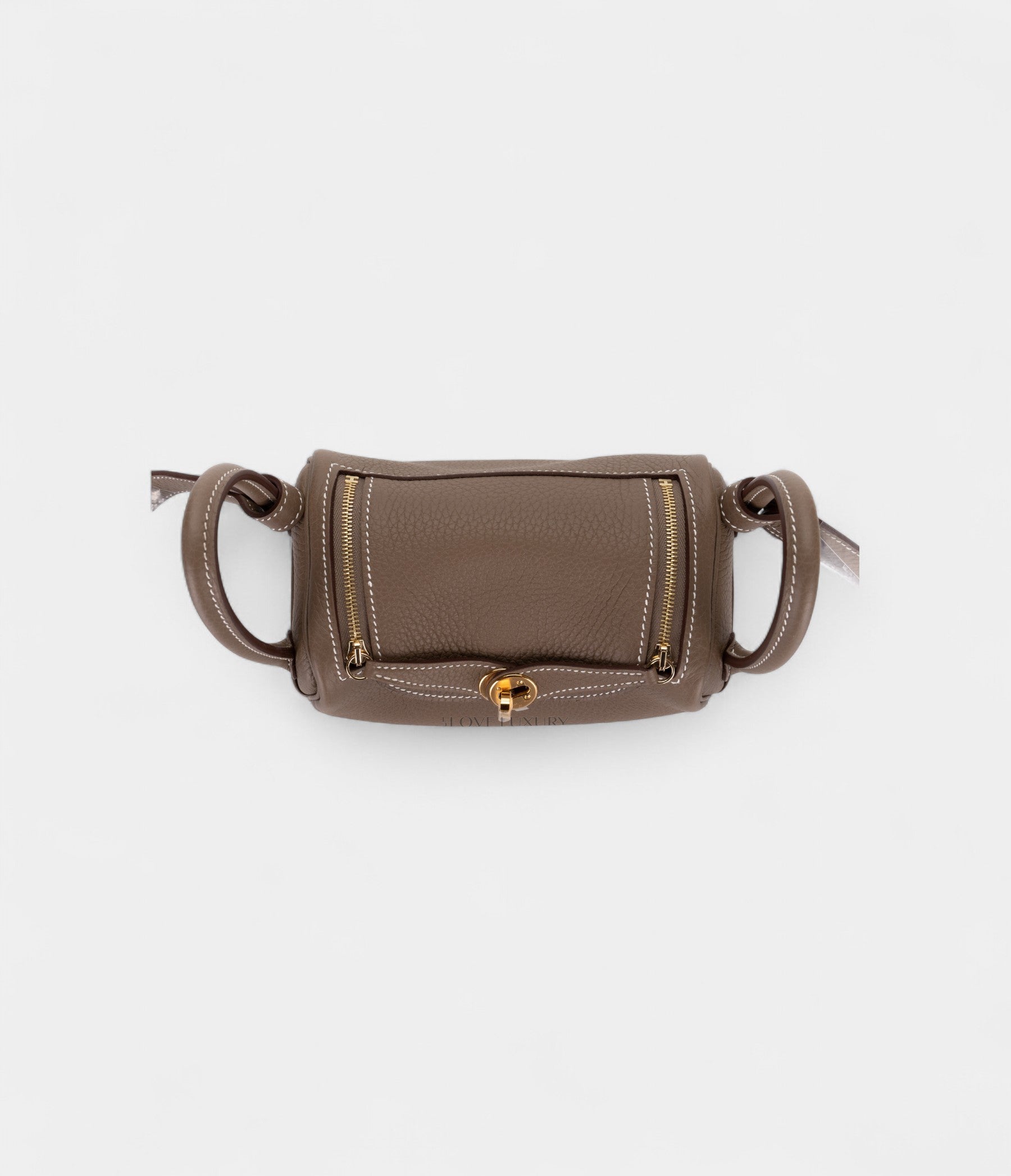 Hermès Mini Lindy Etoupe Clemence Gold Hardware