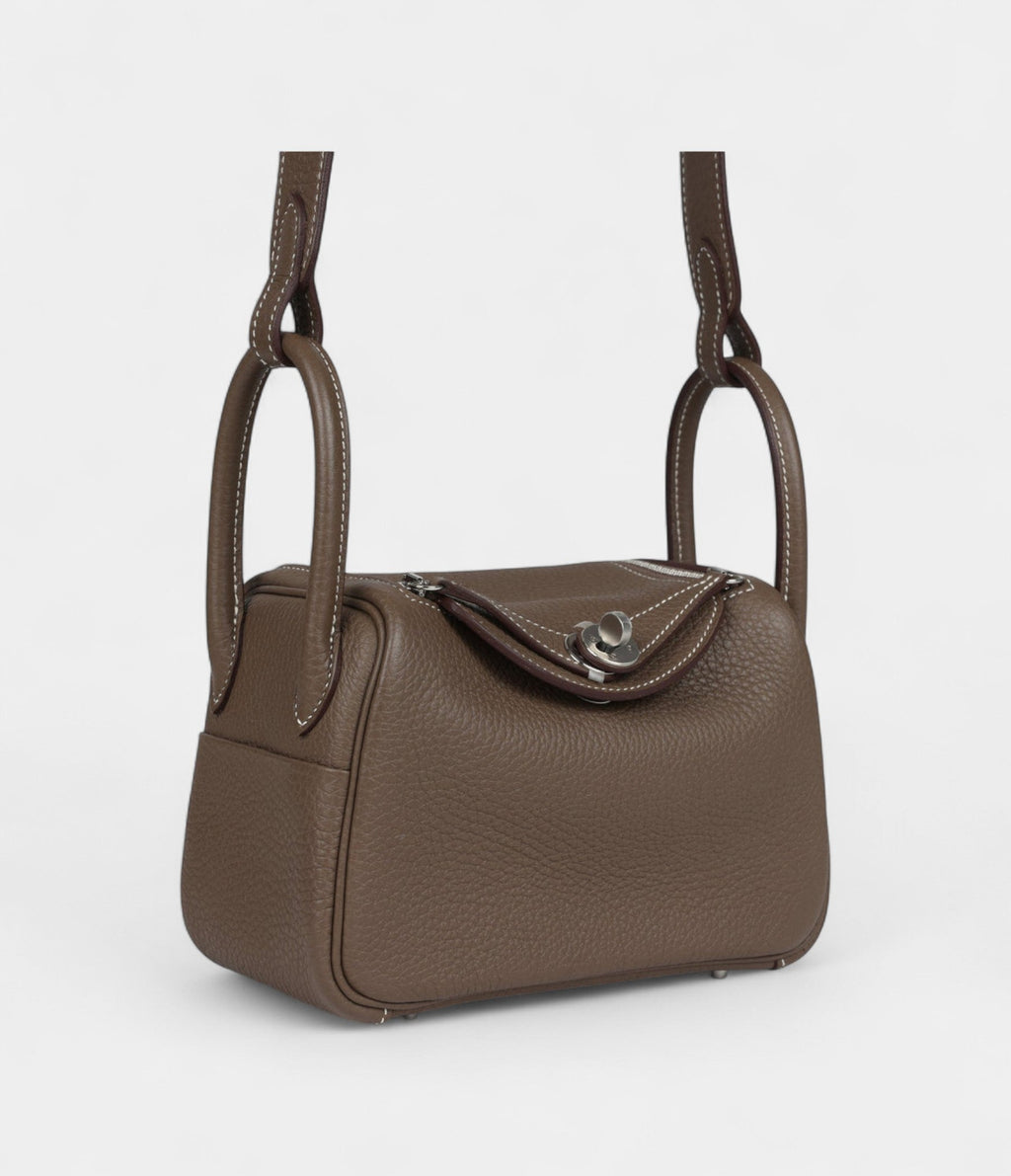 Hermès Mini Lindy Etoupe Clemence Palladium Hardware