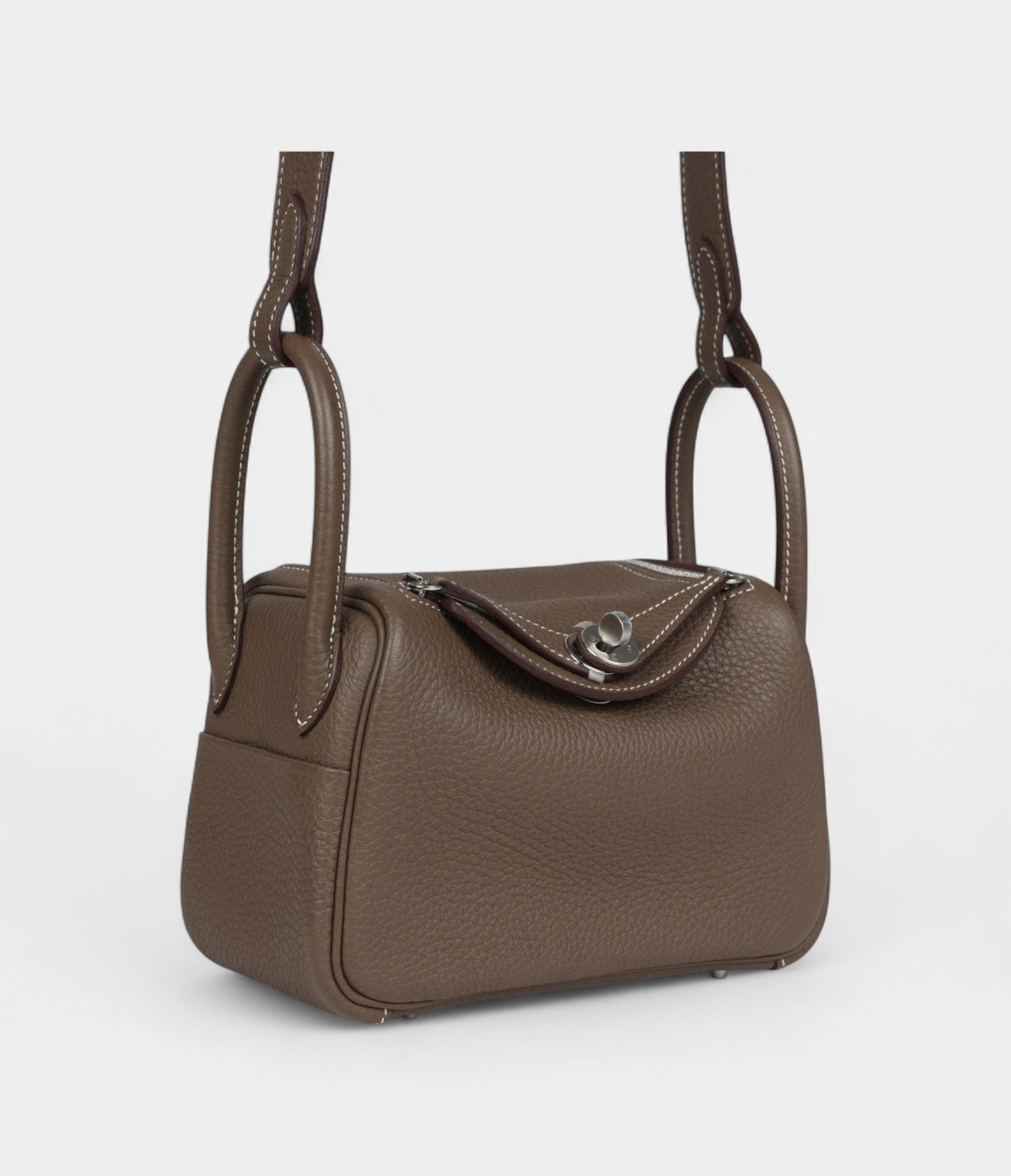 Hermès Mini Lindy Etoupe Clemence Palladium Hardware