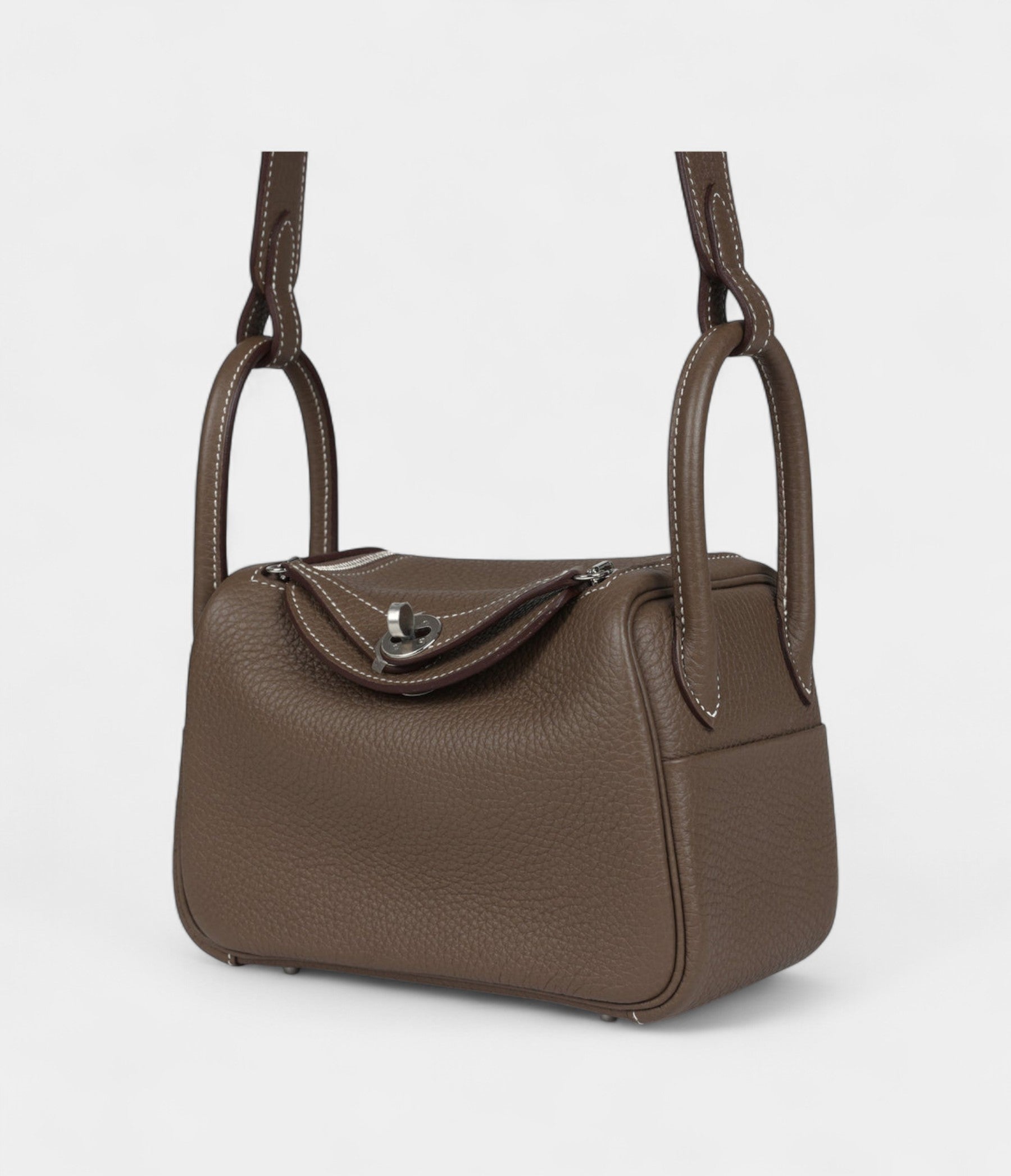 Hermès Mini Lindy Etoupe Clemence Palladium Hardware