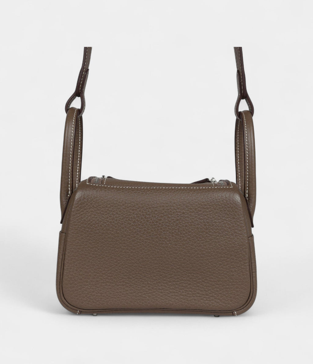 Hermès Mini Lindy Etoupe Clemence Palladium Hardware