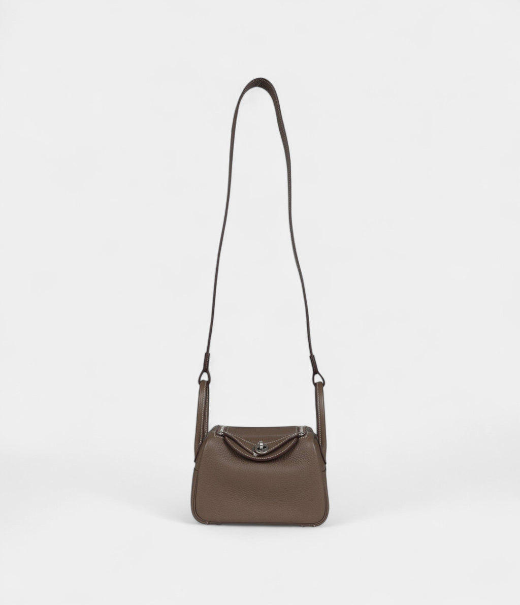 Hermès Mini Lindy Etoupe Clemence Palladium Hardware