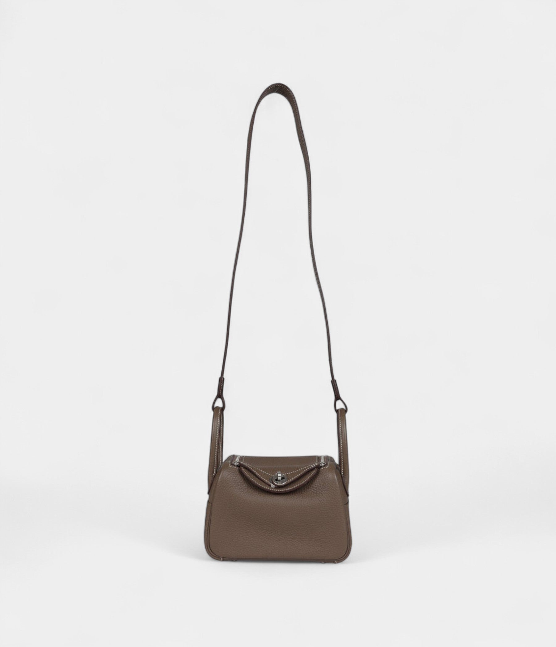 Hermès Mini Lindy Etoupe Clemence Palladium Hardware