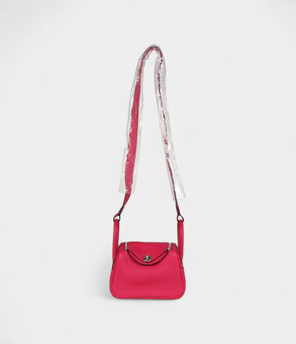 Hermès Mini Lindy Framboise Clemence Palladium Hardware