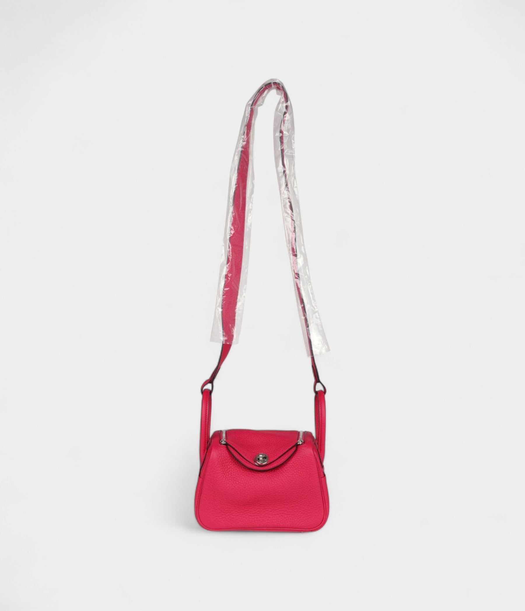 Hermès Mini Lindy Framboise Clemence Palladium Hardware