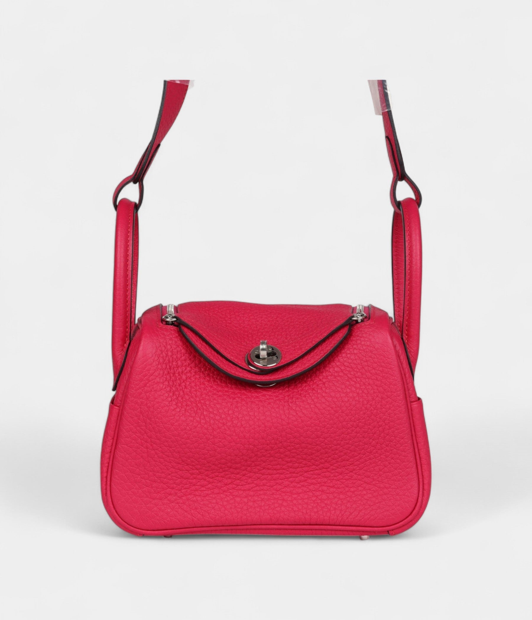 Hermès Mini Lindy Framboise Clemence Palladium Hardware