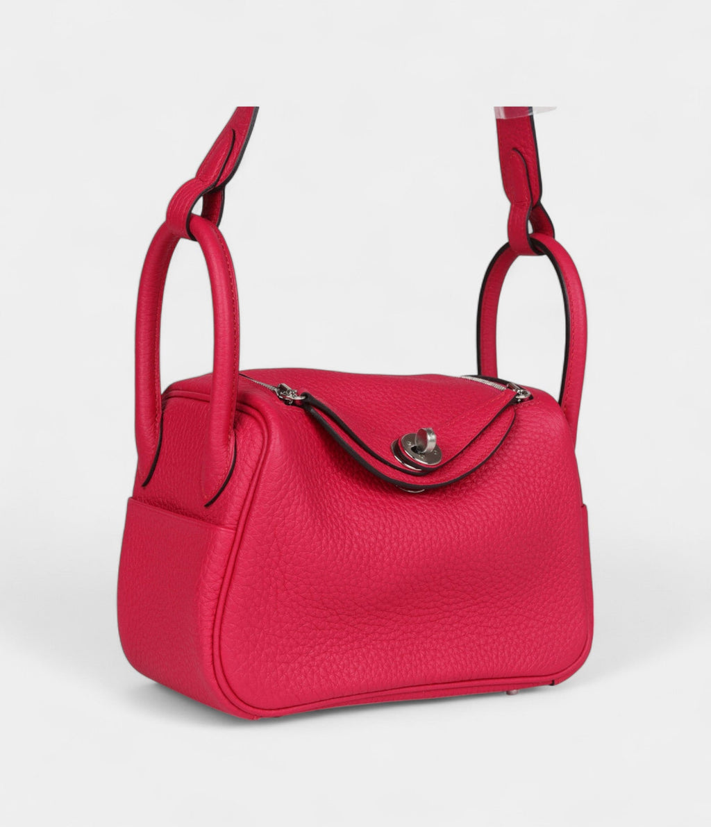 Hermès Mini Lindy Framboise Clemence Palladium Hardware