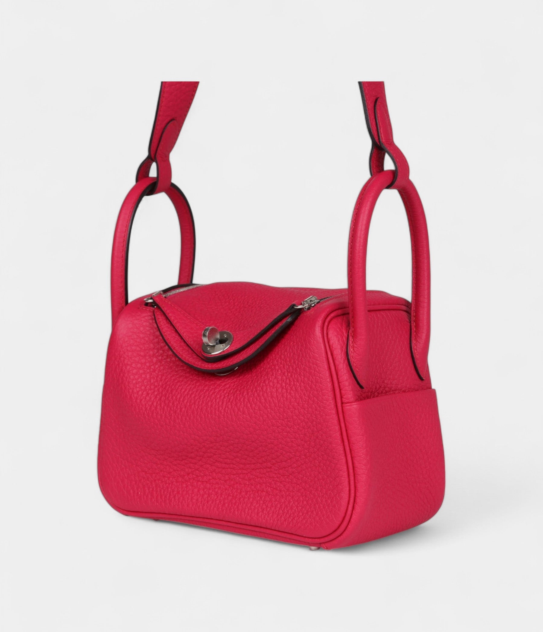 Hermès Mini Lindy Framboise Clemence Palladium Hardware